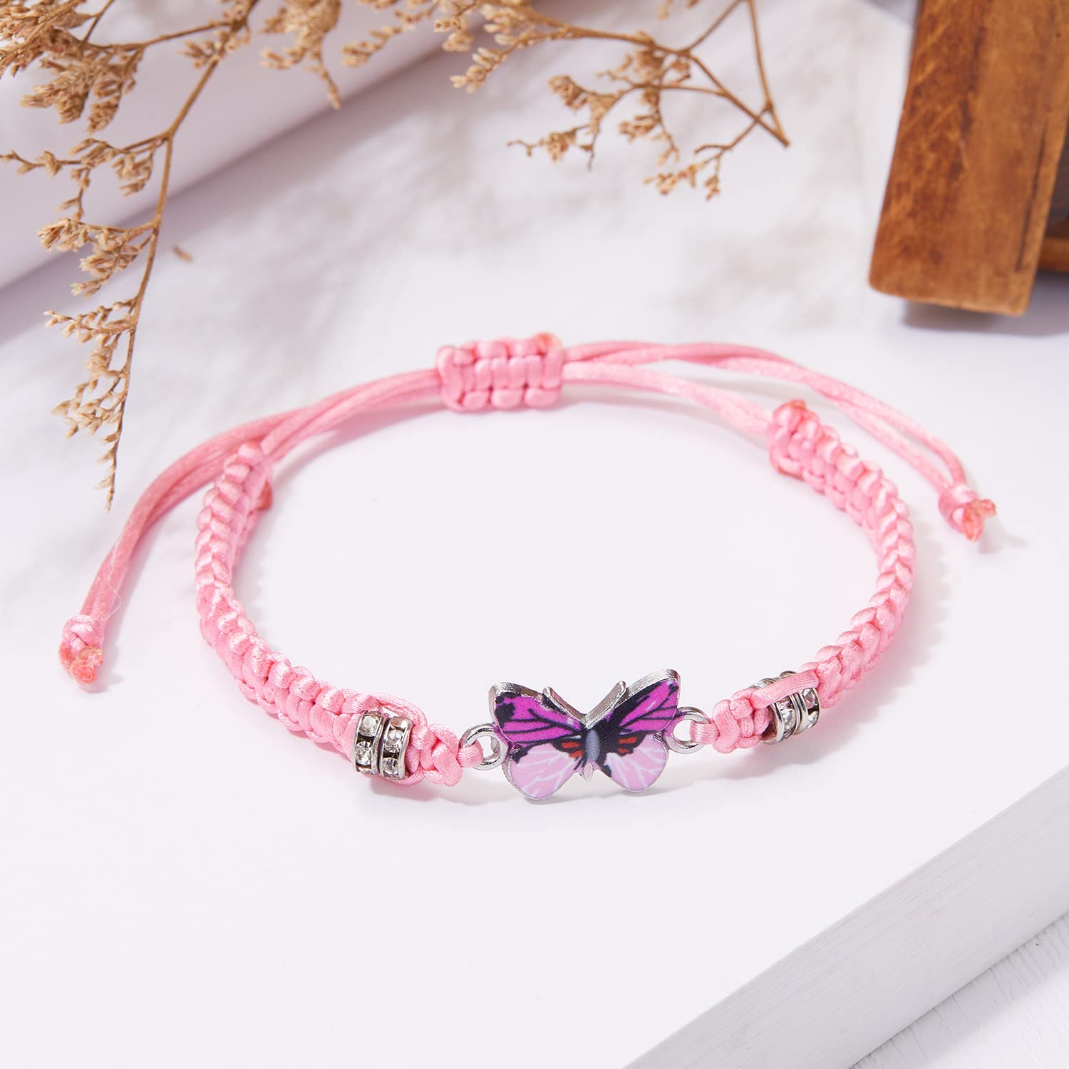 Always Believe in Yourself Butterfly Bracelet - Adjustable Braided Rope Charm Bracelet for Women, Lucky Friendship Matching Jewelry Gift for Best Friends, Birthday, Graduation & Everyday Wear