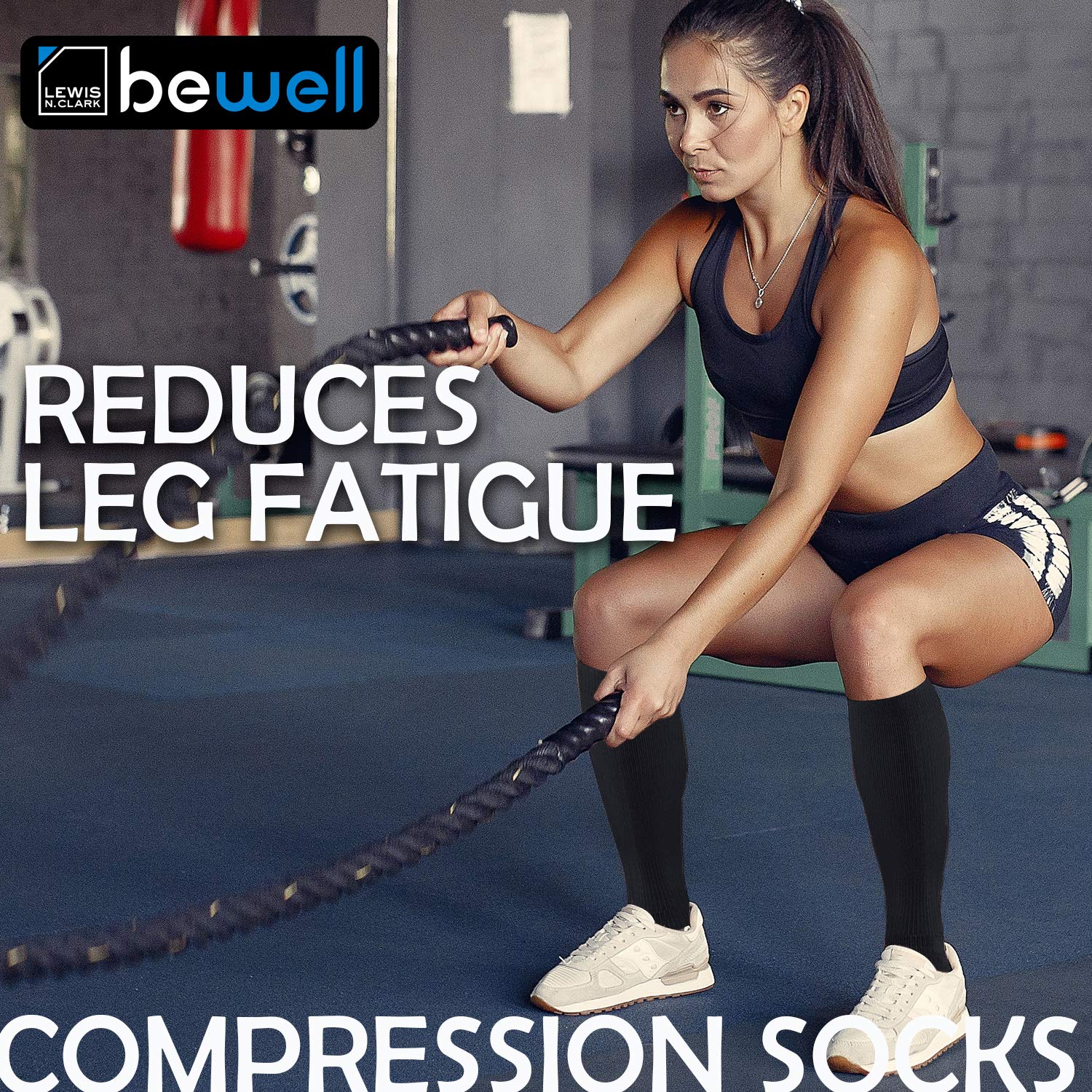 Lewis N. Clark Compression Socks for Women & Men - Medical Grade Support for Circulation, Pregnancy, Running & Travel - Black One Size - Perfect for Sports, Recovery & Long Flights