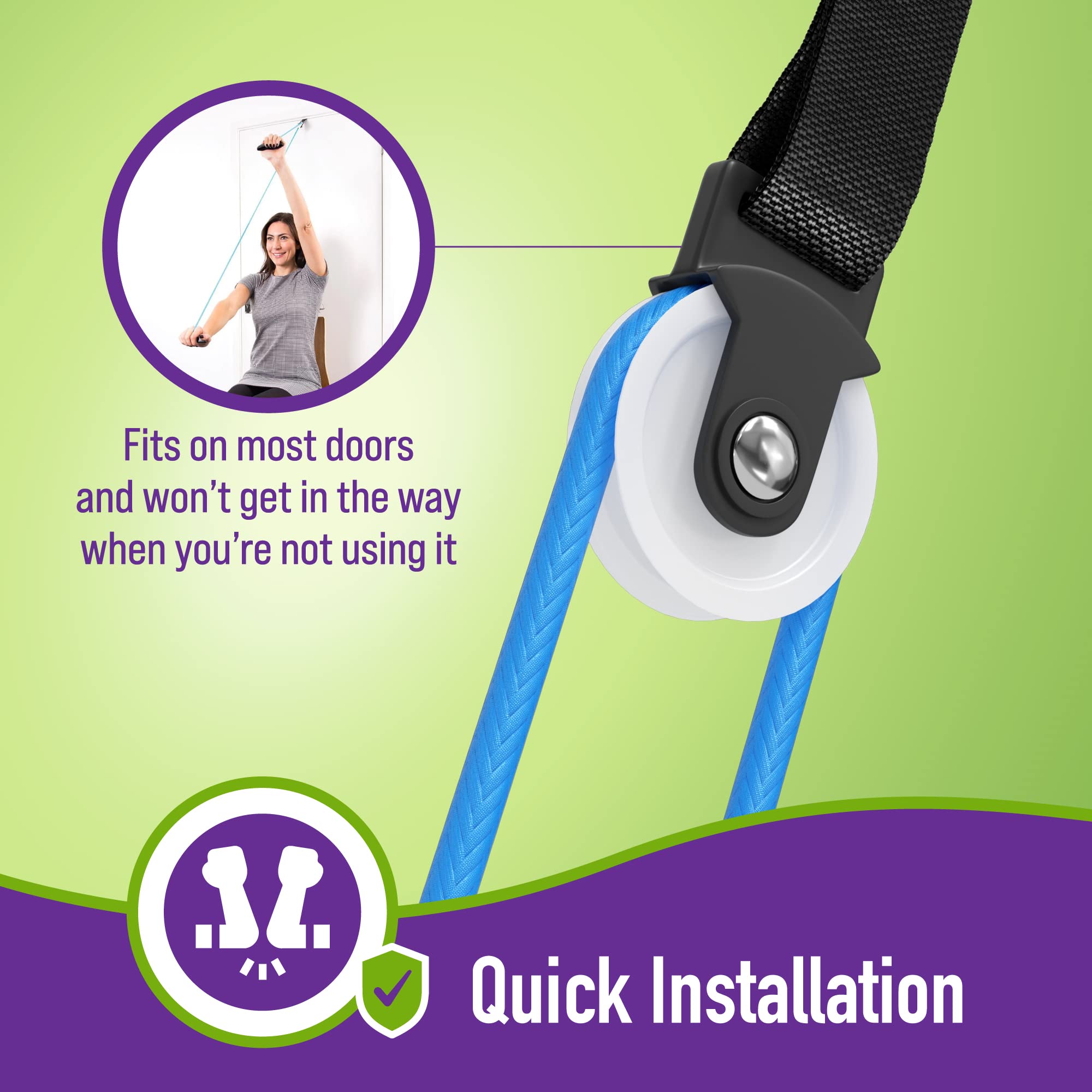 Mars Wellness Overdoor Shoulder Pulley - Blue Therapy Exercise Bands with Plastic Handles for Shoulder Pain Relief & Post-Surgery Recovery | Home Physical Therapy & Rehabilitation Equipment for Rotator Cuff Injuries, Frozen Shoulder & Mobility Training