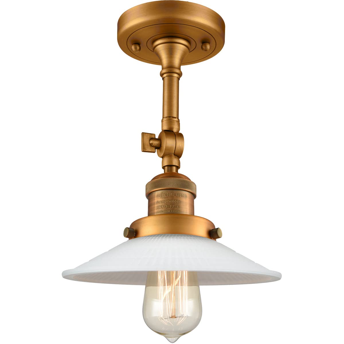 Innovations 201F-BB-G1-LED Brushed Brass Semi-Flush Mount Ceiling Light Fixture - Energy Efficient LED Lighting for Bedroom, Hallway & Kitchen
