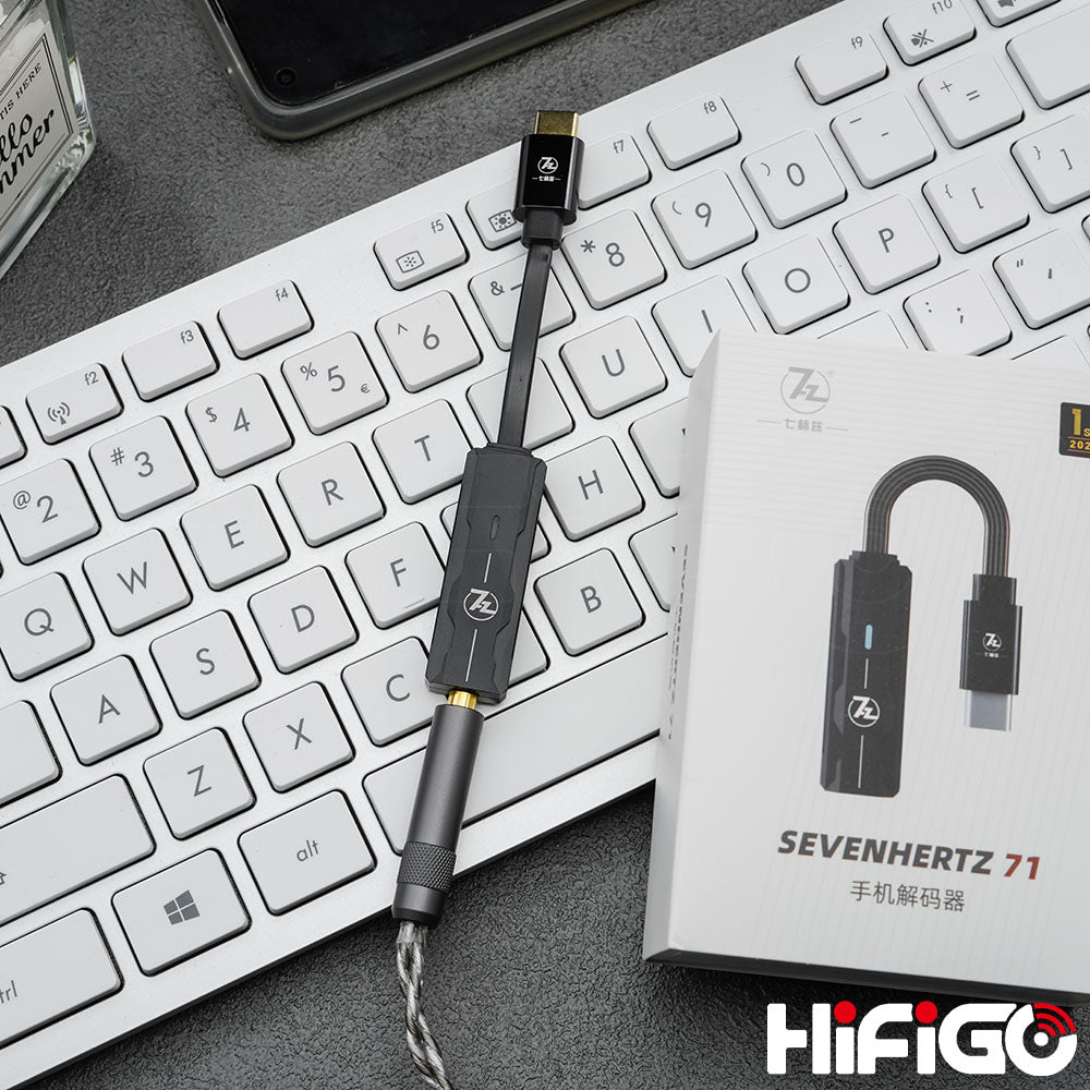 7HZ Sevenhertz 71 USB DAC AMP - HiFi USB C to 3.5mm Headphone Amplifier with Digital Audio Converter - Perfect for Smartphones, Laptops & Gaming Consoles