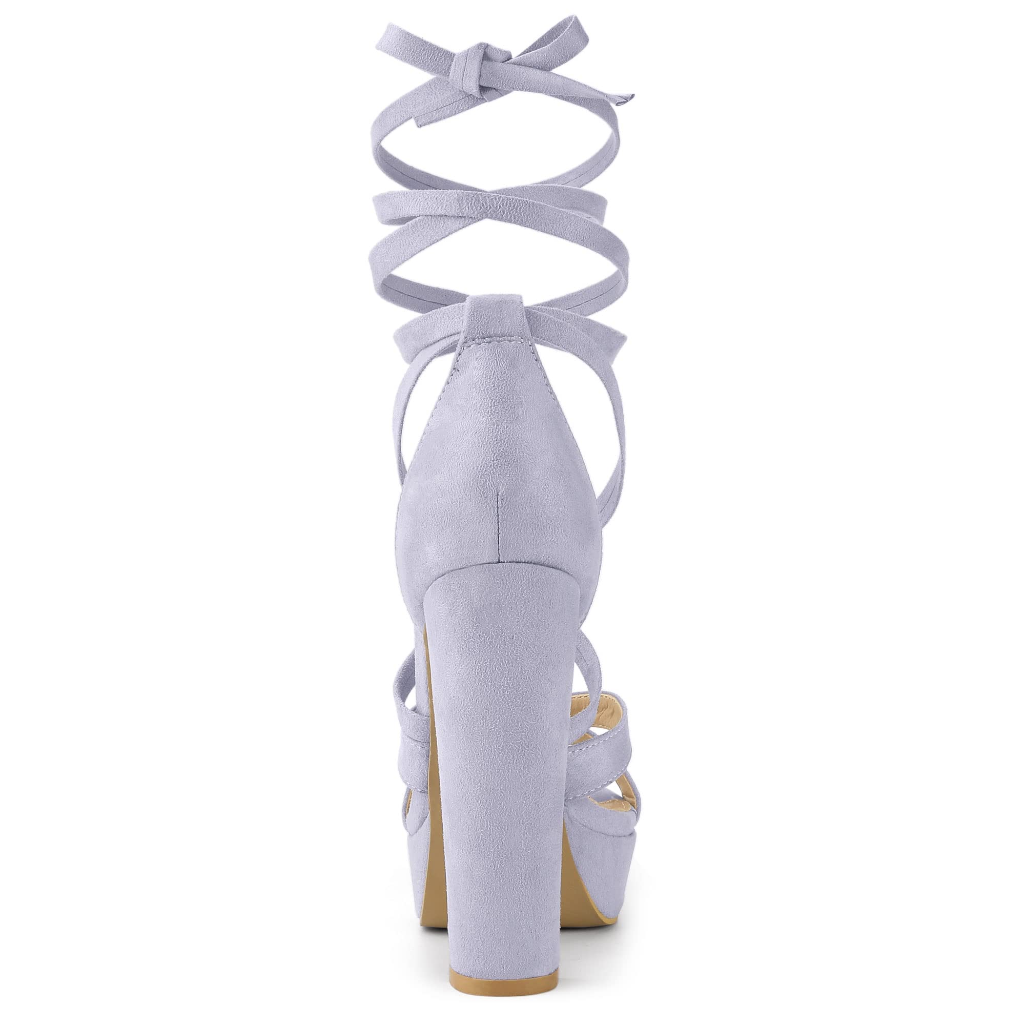 Allegra K Women's Chunky High Heel Lace-Up Platform Sandals - Comfortable Summer Dress Shoes for Weddings, Parties & Date Nights