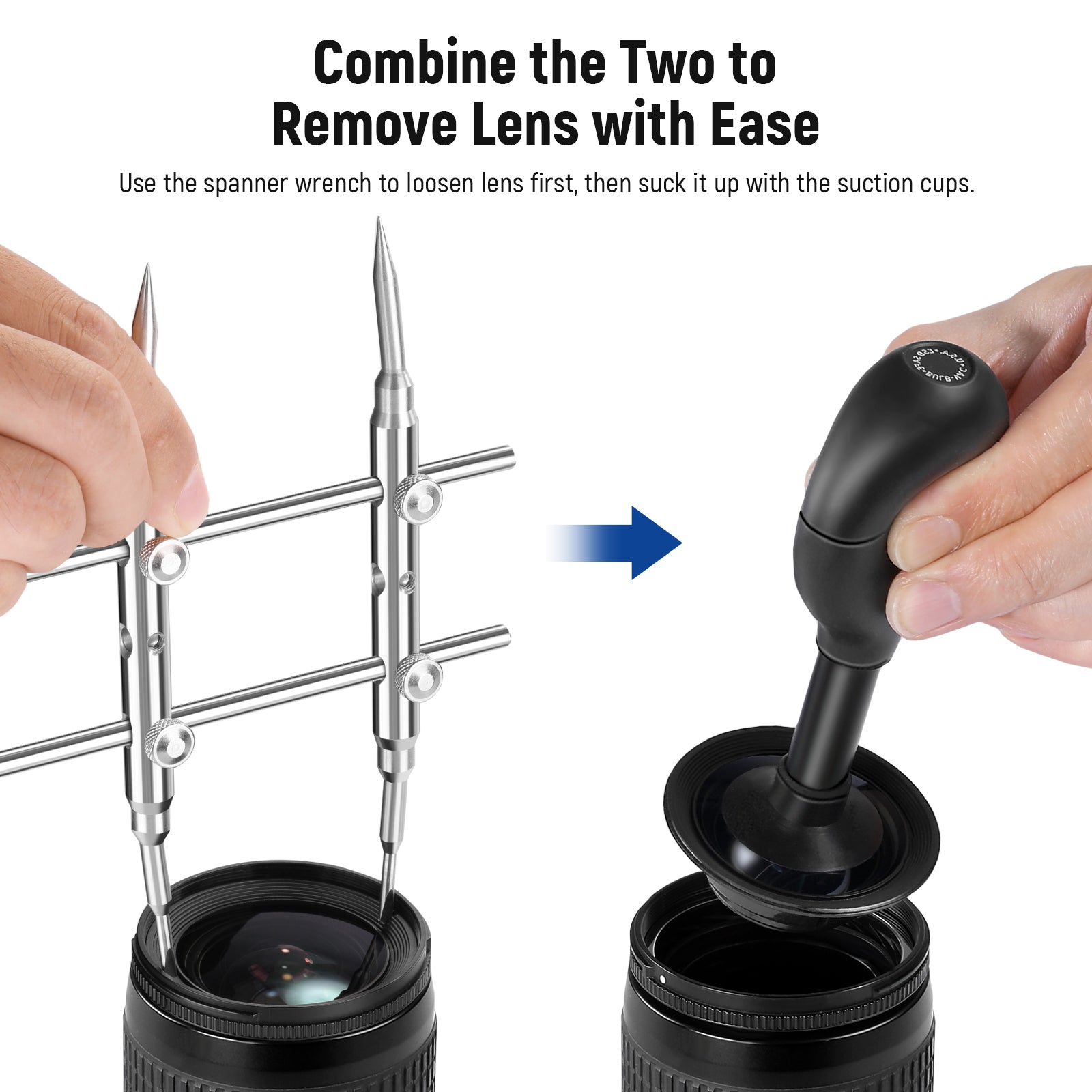 NEEWER Camera Lens Sucker and Spanner Tool Kit for DSLR & Mirrorless Cameras - Professional Lens Mount Removal and Installation Accessories for Photography and Videography