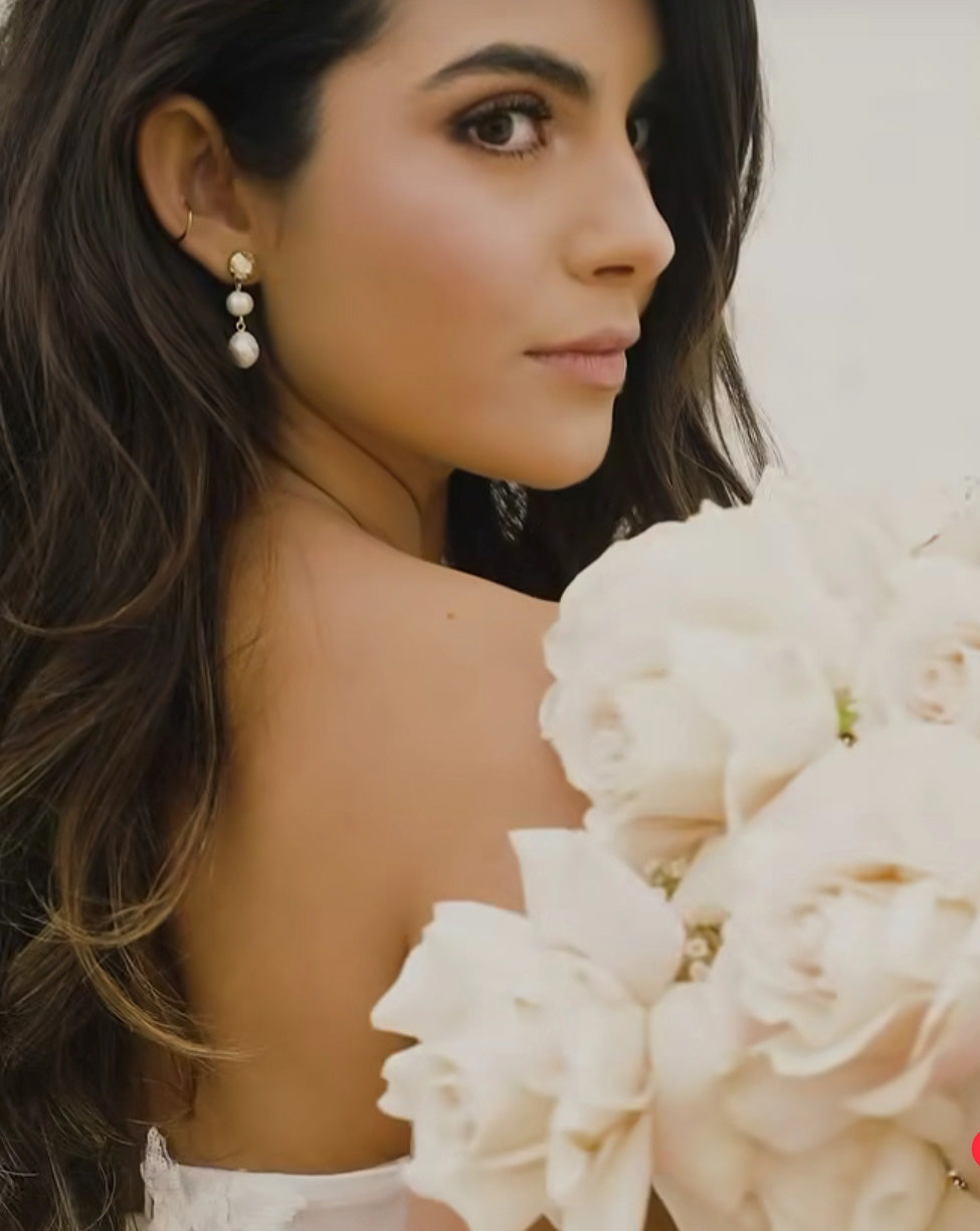 Elegant Crystal & Freshwater Pearl Drop Bridal Earrings - Leila by Kezani | Perfect for Weddings, Prom & Formal Events