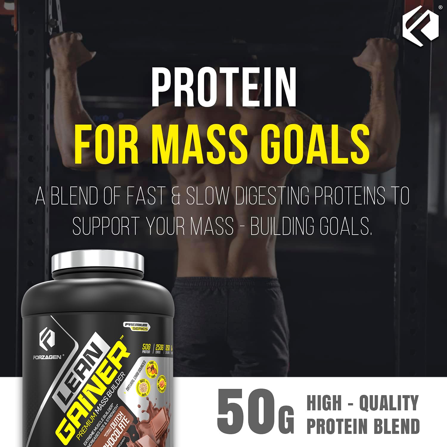 Forzagen Lean Gainer Premium Mass Builder Protein Powder - High Calorie Weight Gain & Muscle Building Supplement for Men & Women | Dutch Chocolate Flavor, 8 lbs (11 Servings) | Perfect for Post-Workout Recovery & Bulking Season Nutrition