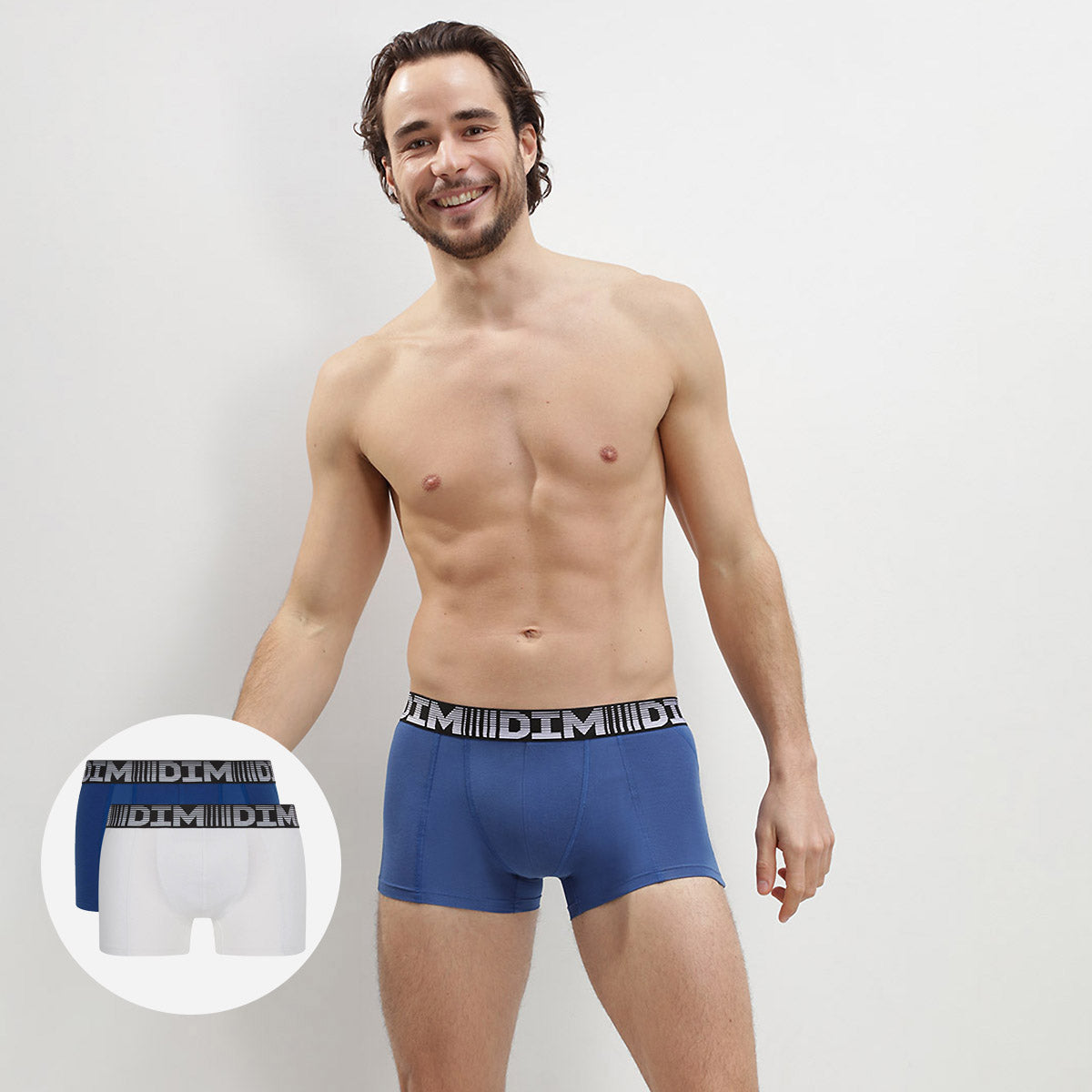 Breathable Men's Boxer Briefs 2-Pack - Steel Blue & White - 3D Flex Air Technology for All-Day Comfort | Perfect for Gym, Workout & Daily Wear