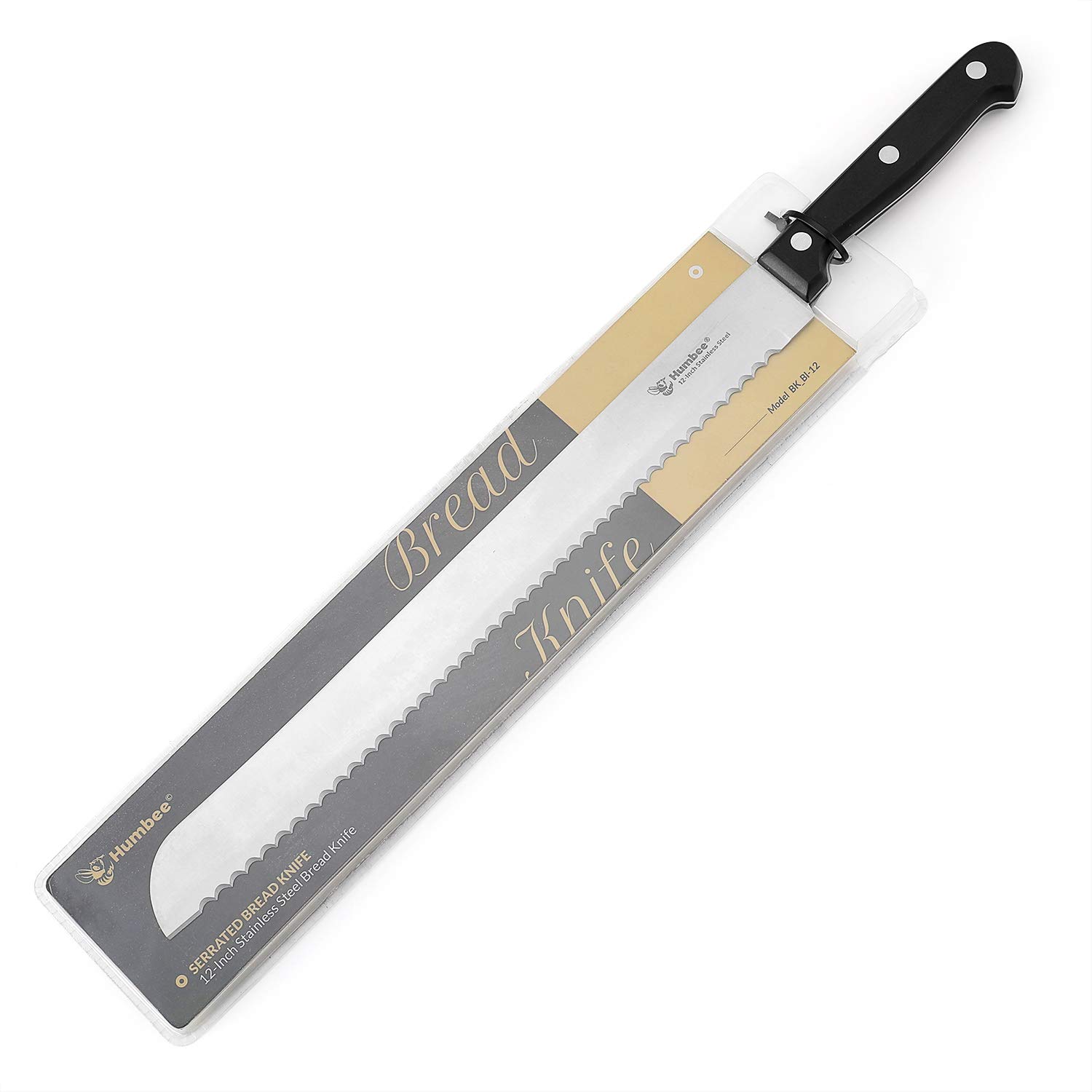 12 Inch Serrated Bread Knife with Wave Edge Blade - Perfect for Slicing Bread, Cakes, and Pastries - Ideal for Home Bakers and Professional Chefs