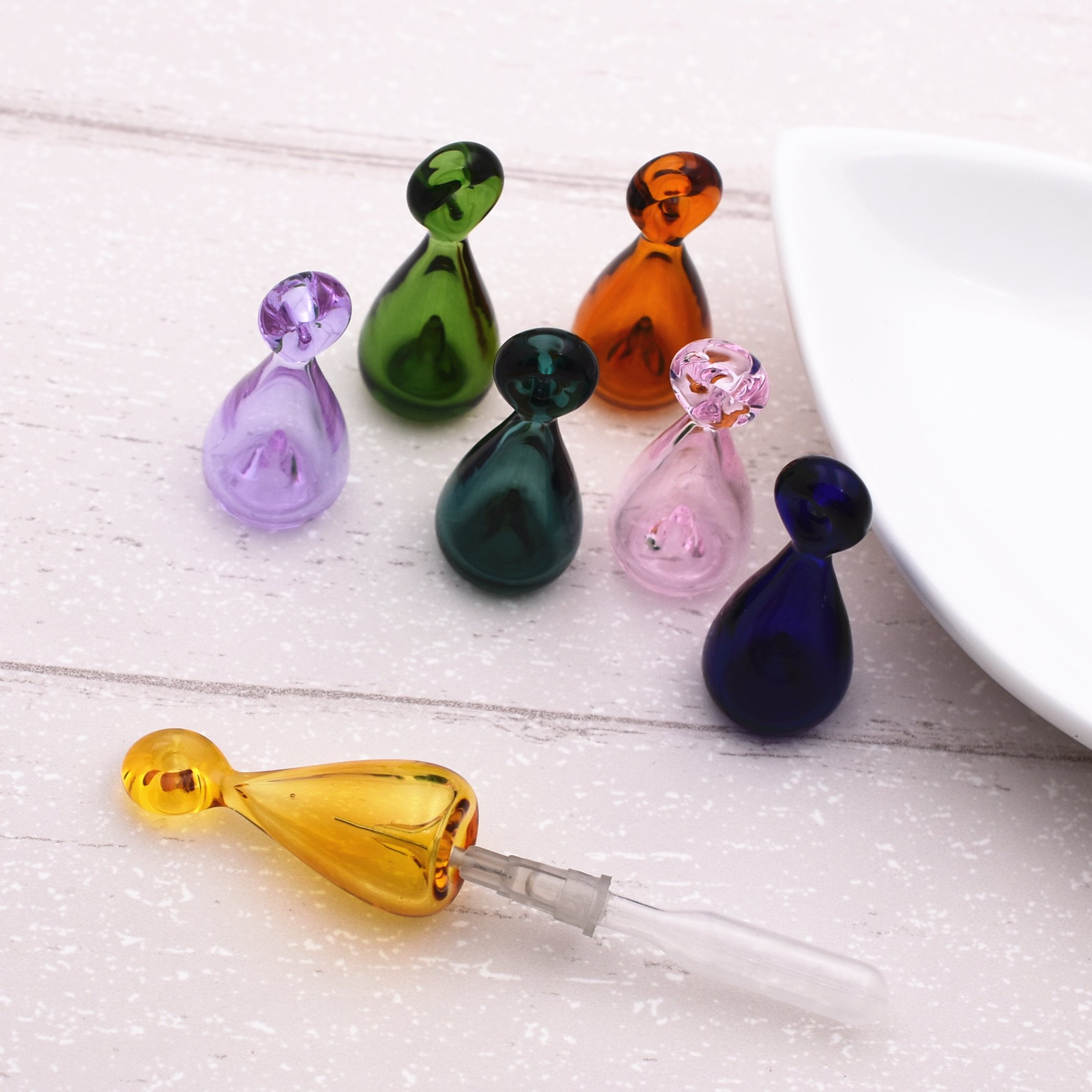 7X Colored Glaze Diffuser Perfume Refillable Essential Oil Vial - Aromatherapy Pendant & Mosquito Repellent Charm (Light Pink) | Portable Scent Jewelry for Home, Office & Travel