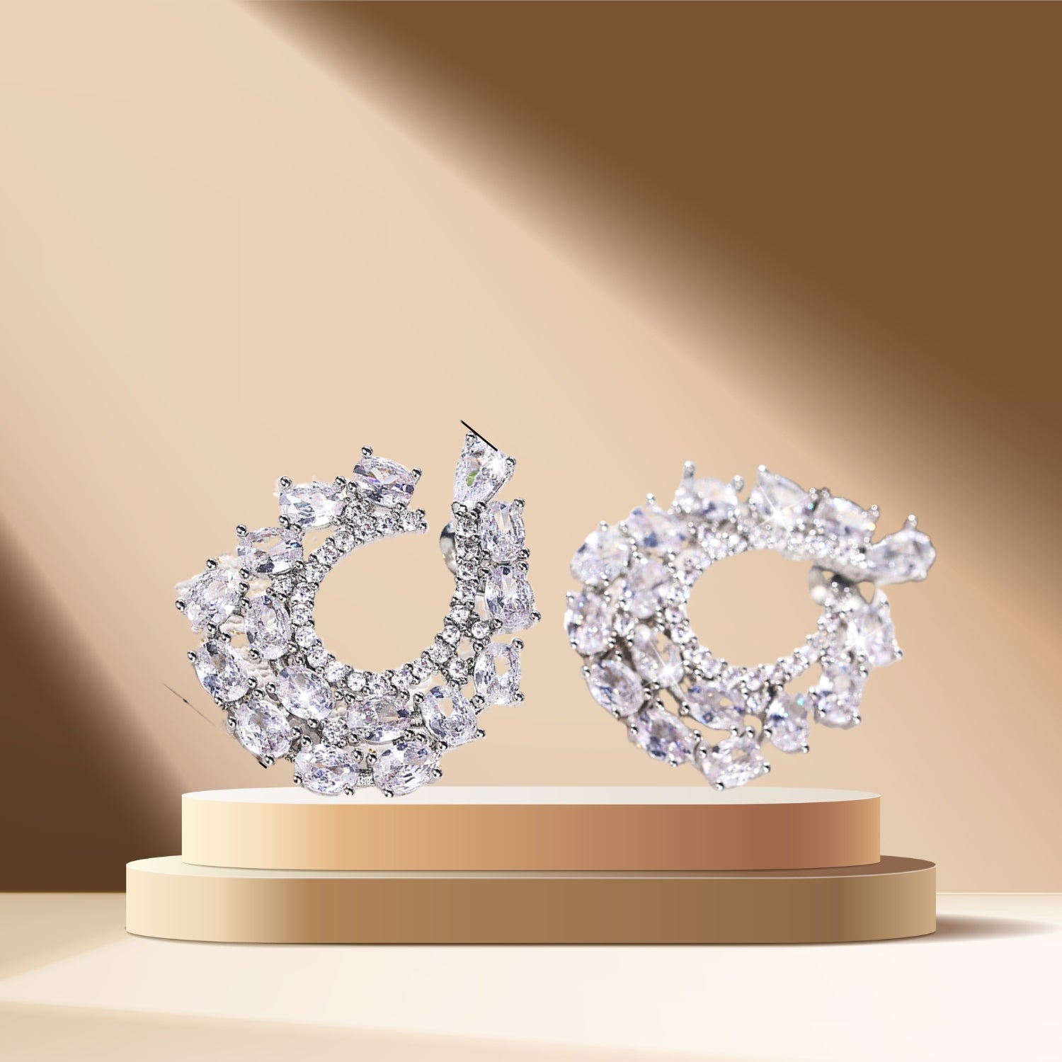 Elegant Cluster Earrings for Women - Marquis Cut Cubic Zirconia Wedding Stud Earrings for Bride & Bridesmaids - Perfect for Bridal Showers, Receptions, and Formal Events