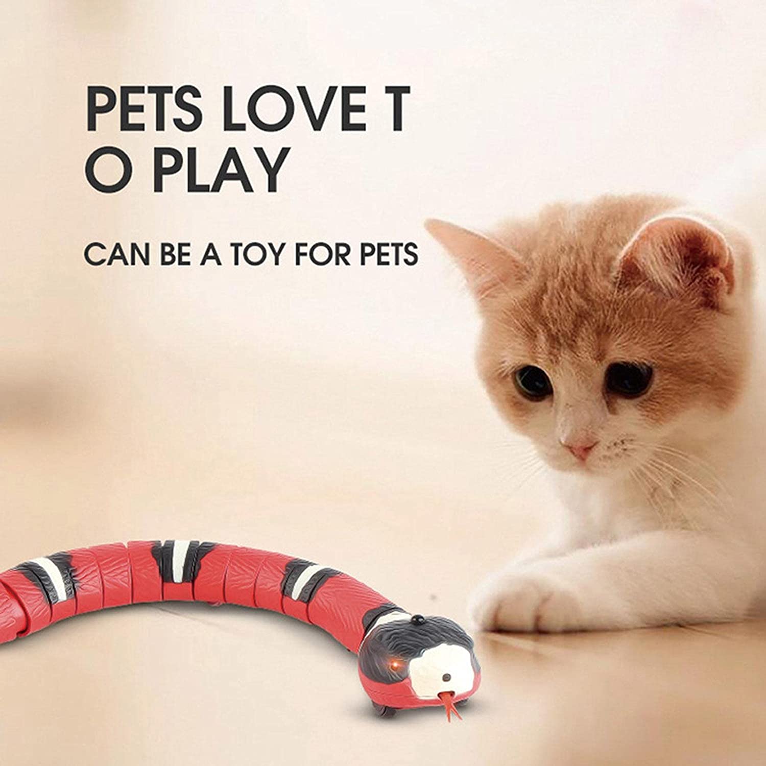 FcLsha Smart Sensing Snake Toy for Cats - Interactive Fake Snake with USB Charging, Realistic Simulation Electric Snake Toy - Perfect for Indoor Play & Pet Entertainment