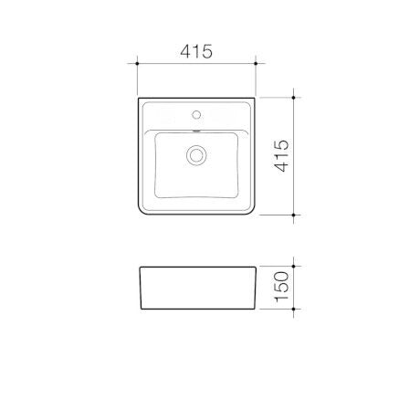 Caroma Carboni II Wall-Mounted Bathroom Sink in White - Modern Space-Saving Basin for Small Bathrooms & Powder Rooms