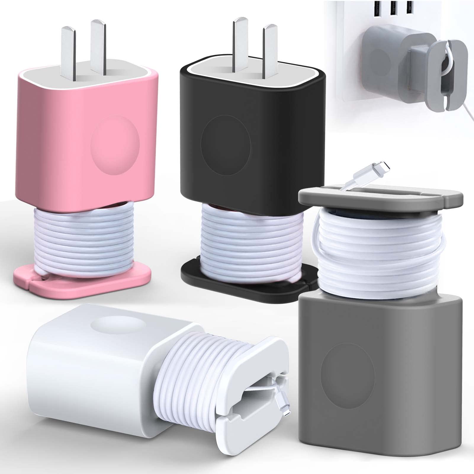 XANGNIER 2-in-1 Silicone Charger Protector & Cable Organizer - 4 Pack Phone Charger Case with Anti-Break Protection for iPhone 11/12 (18W/20W Fast Charging) - Perfect for Home, Office & Travel Use (Charger Not Included)