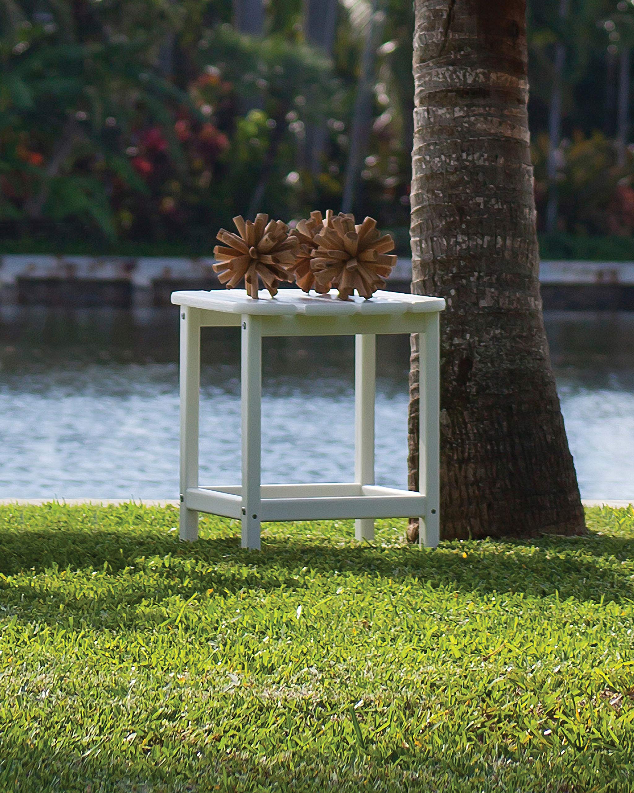 POLYWOOD SBT18MA South Beach 18-Inch Outdoor Side Table - Durable Mahogany Patio Furniture for Poolside, Deck, or Garden Use