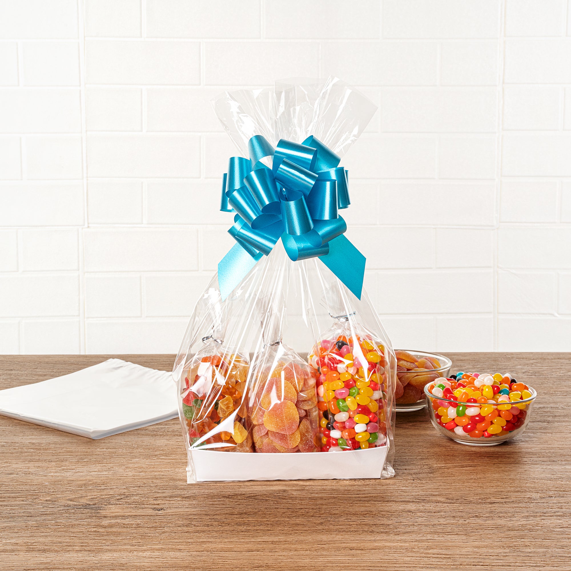 Clear Plastic Gift Basket Bags with Gussets - 8
