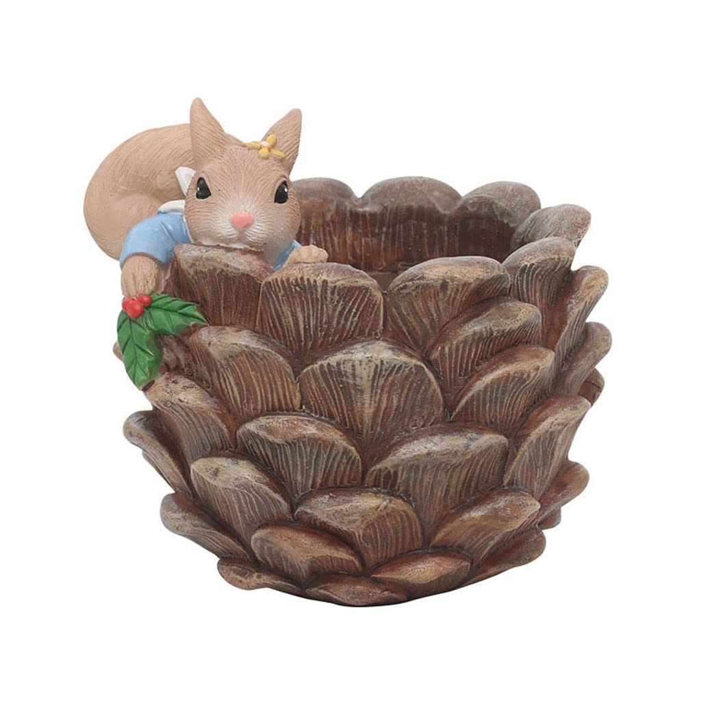 Cute Cartoon Squirrel Resin Succulent Planter Pot - Small Decorative Flower Pot for Home, Office & Garden Decor - Perfect for Desktop Plants, Succulents & Mini Cacti (Color C, Size as Shown)