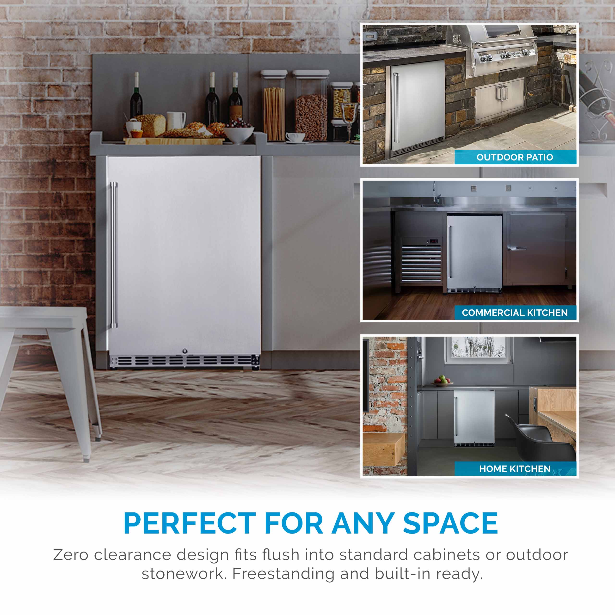 Newair® 24 Inch 5.3 Cu. Ft. Commercial Built-In Stainless Steel Beverage Refrigerator - Perfect for Restaurants, Bars, and Home Entertainment Spaces