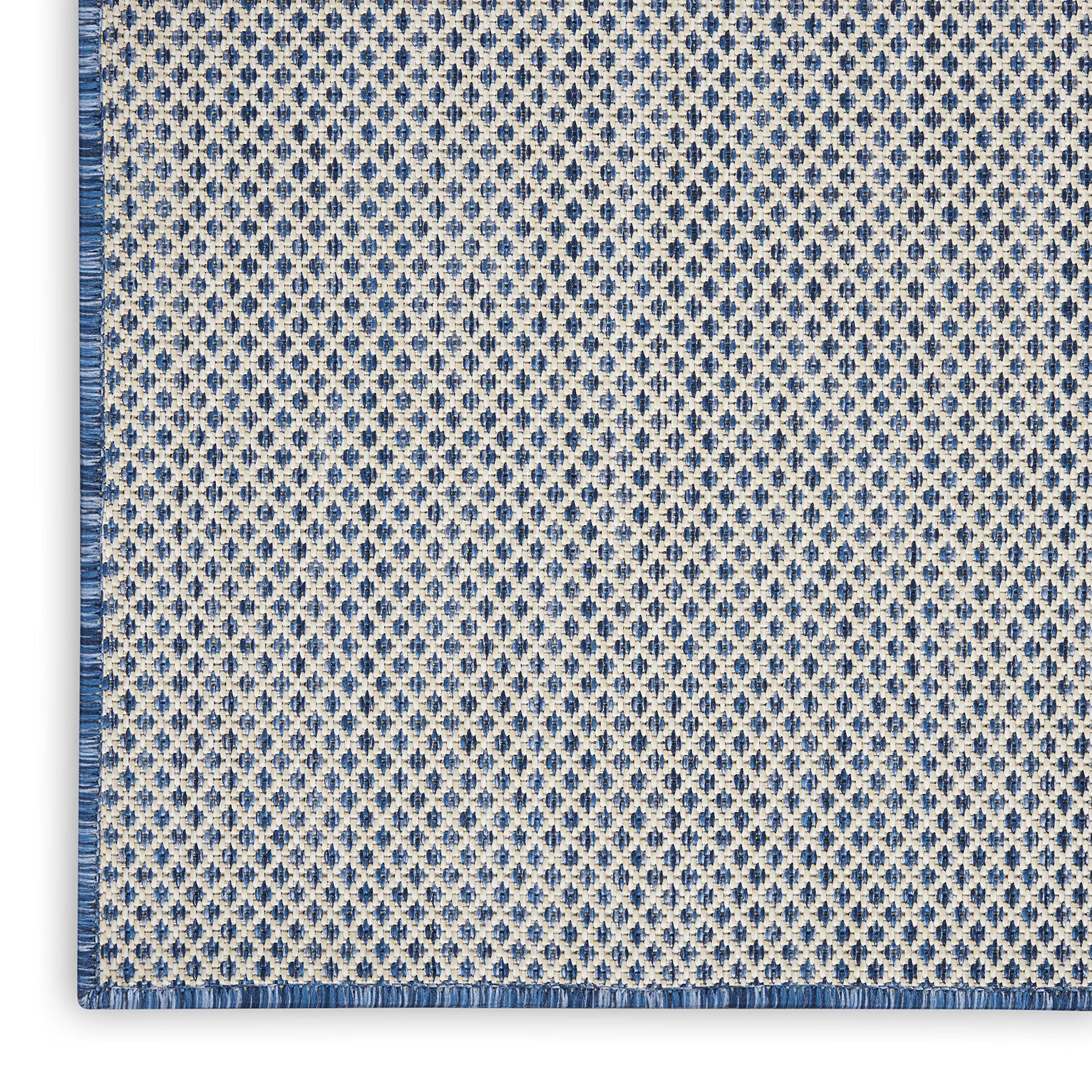 Nourison Courtyard 8' x 10' Indoor/Outdoor Area Rug - Ivory Blue Geometric Design, Easy to Clean, Non-Shedding - Perfect for Bedroom, Living Room, Dining Room, Deck, Patio & Backyard (8x10) | Durable & Stylish Home Decor for All Seasons