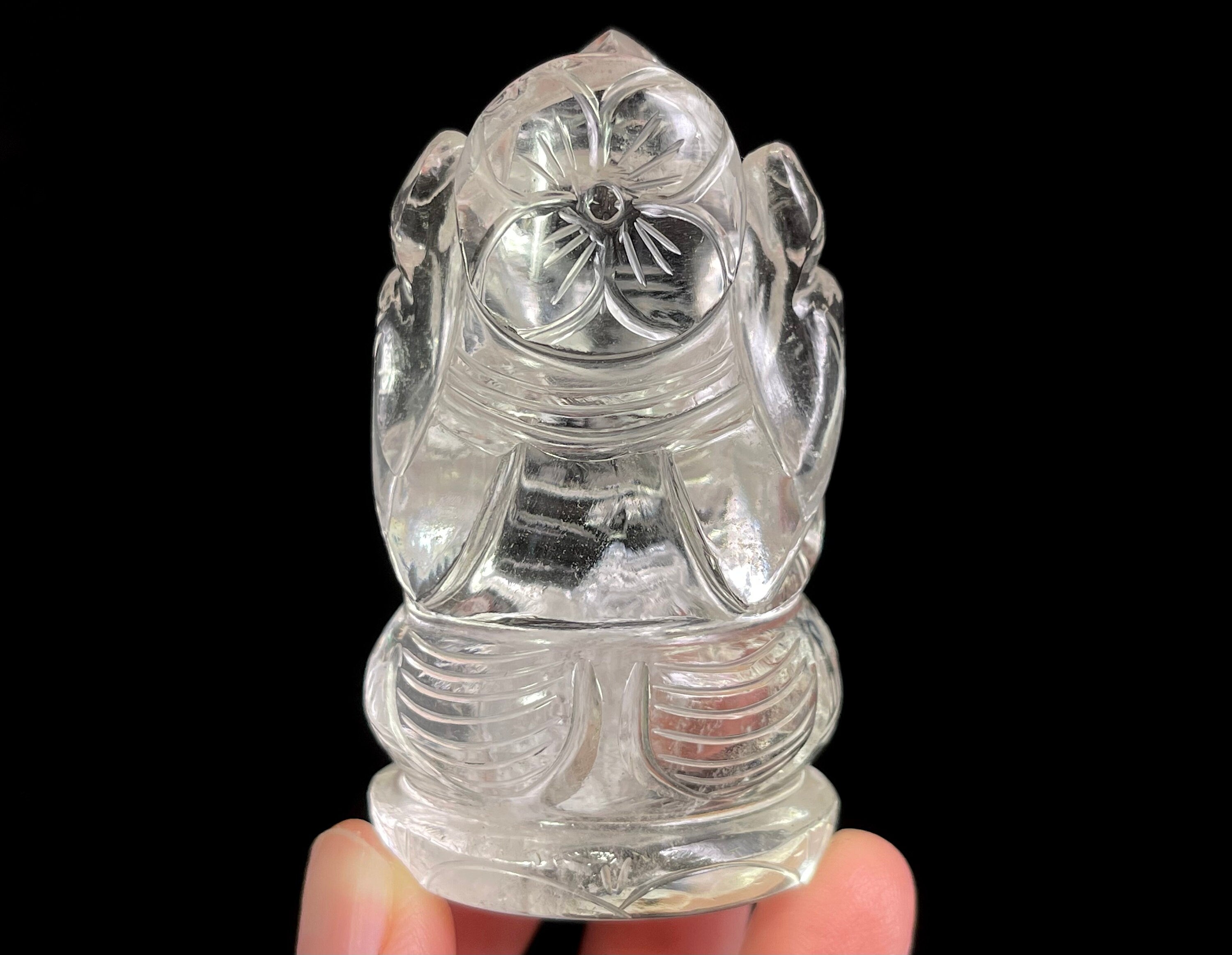 Himalayan Clear Quartz Ganesha Statue - Hand Carved Lord Ganesh Crystal Sculpture for Home Decor, Spiritual Healing & Meditation | Perfect for Yoga Studios, Altars & Feng Shui Spaces