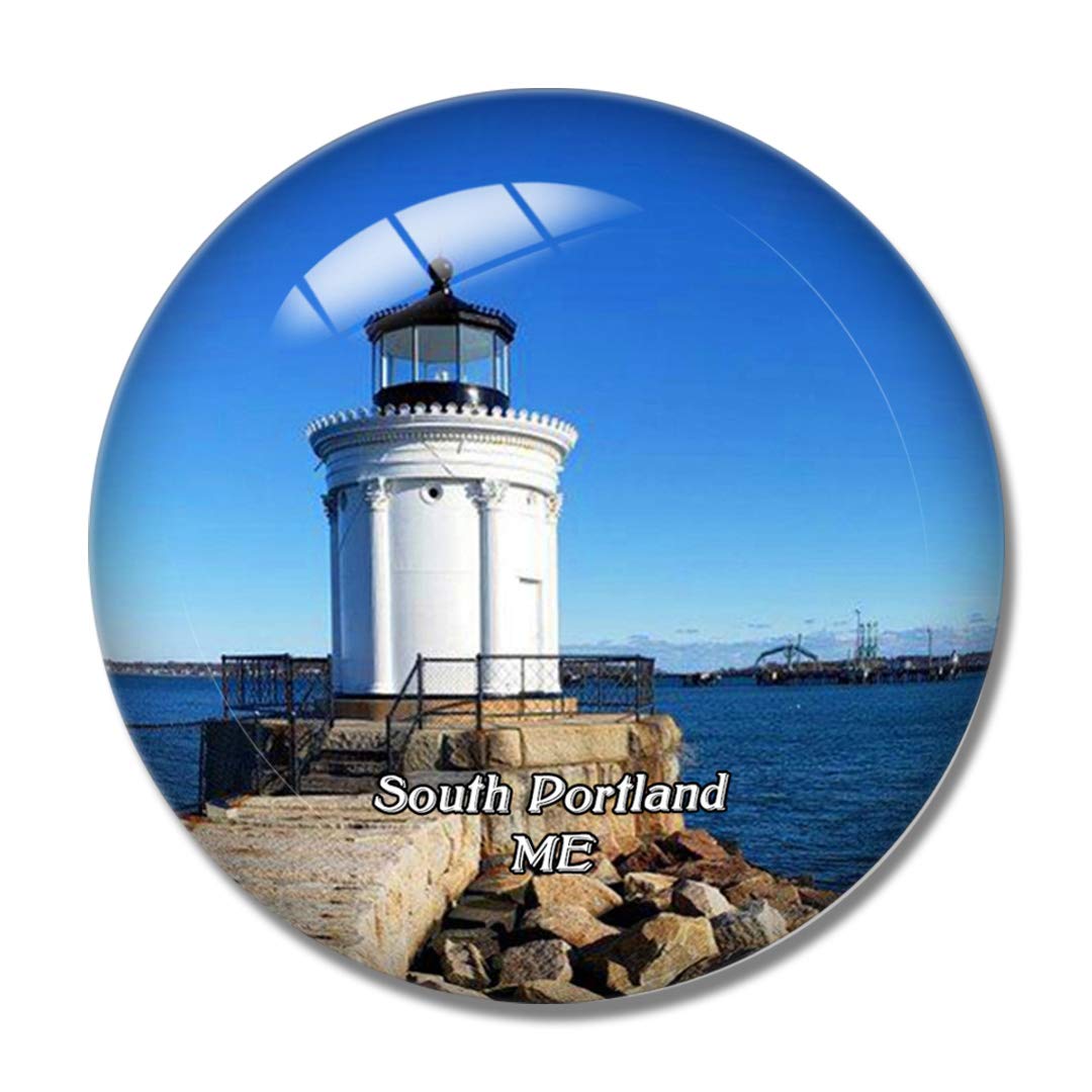 South Portland Lighthouse Maine USA 3D Crystal Glass Fridge Magnet - Whiteboard & Refrigerator Magnet Souvenir for Travel Lovers & Home Decor