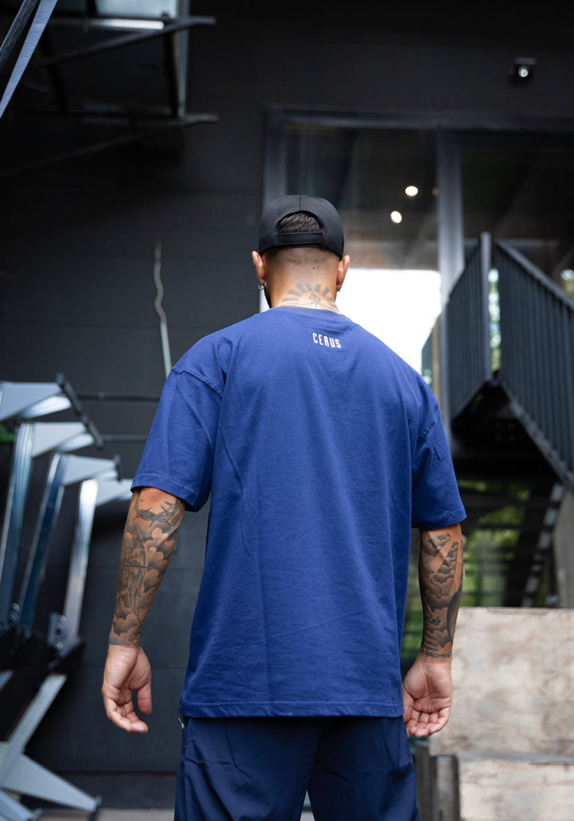 Cerus Navy Logo T-Shirt for Men - Comfortable Cotton Crewneck Tee - Casual Wear & Everyday Outfits