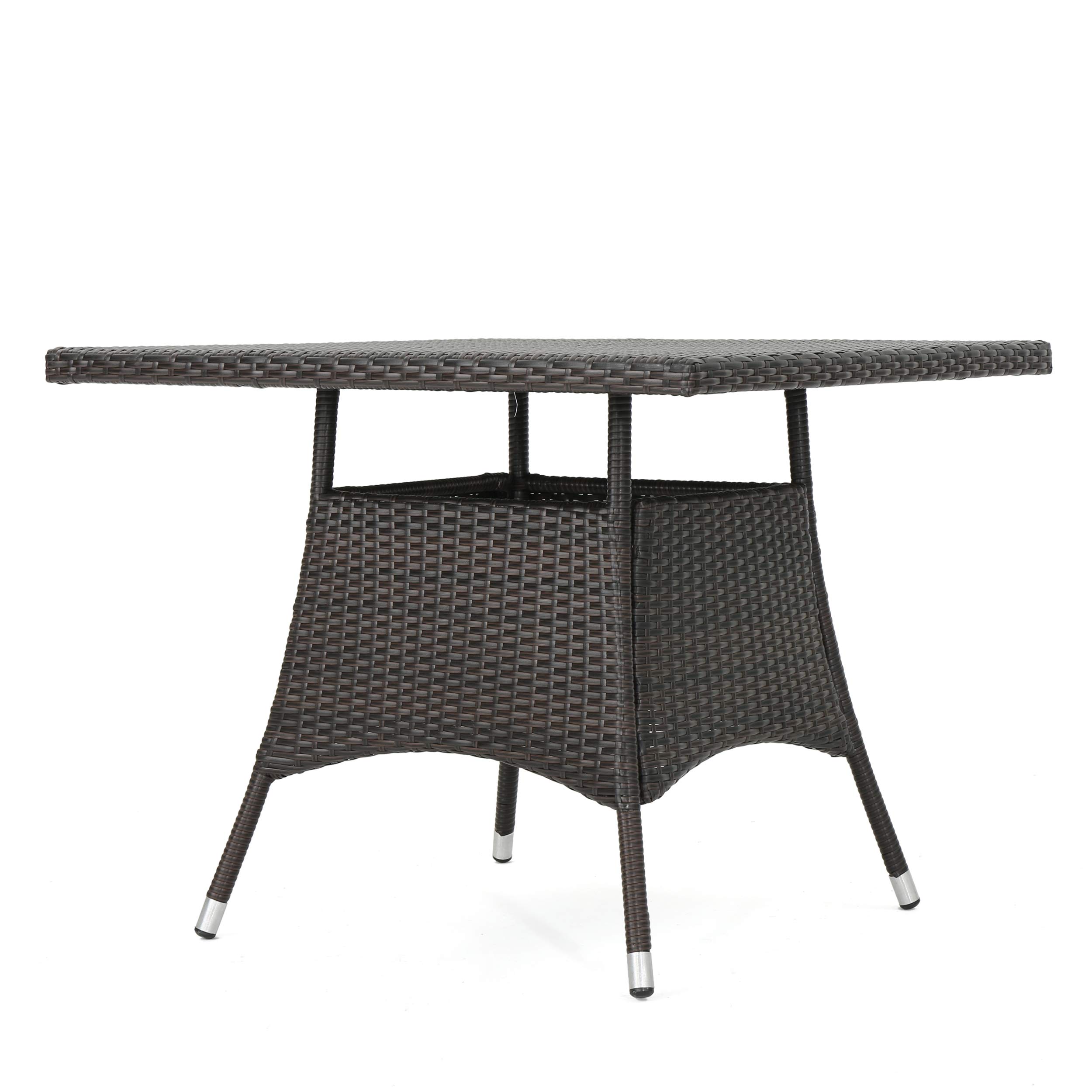 Christopher Knight Home Corsica PE Square Dining Table - 36 Inch, Multibrown Finish - Modern Indoor Outdoor Patio Furniture for Dining Room, Kitchen, Garden & Backyard