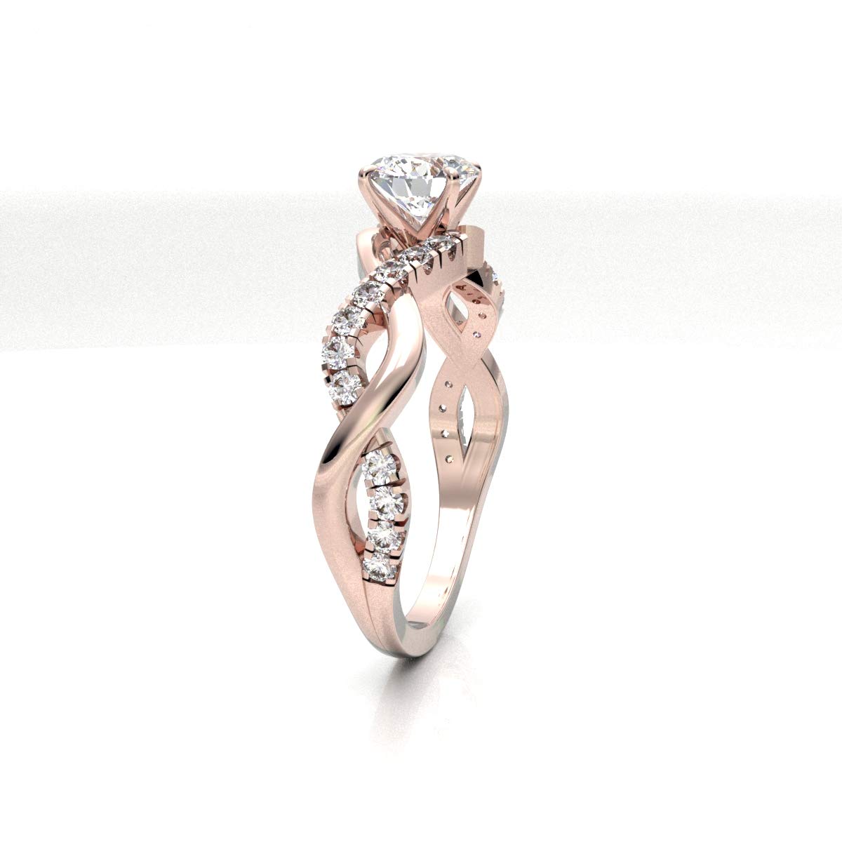0.70 Carat Solitaire Diamond Engagement Ring 14K White Gold - 0.55ct Certified Center Diamond, Split Shank Setting, Infinity Wedding Band for Women (Color HI, Clarity I1/I2) - Perfect for Proposals, Anniversaries & Romantic Occasions