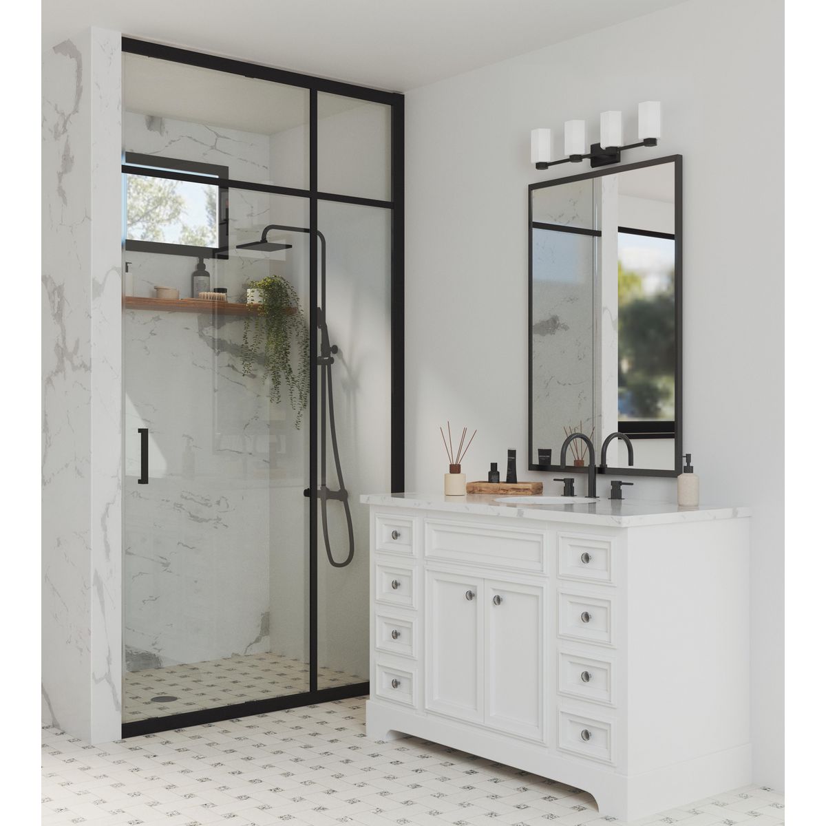 Estrada Collection 4-Light Bathroom Vanity Light Fixture - Modern Chrome Finish for Bathroom & Dressing Room Lighting