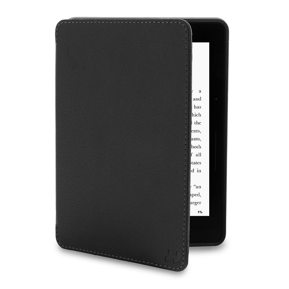 Premium PU Leather Kindle Voyage Case - Slim Fit Book Folio Cover with Auto Sleep/Wake for Amazon Kindle Voyage | Classic Black | Perfect for Reading, Travel & Daily Commute