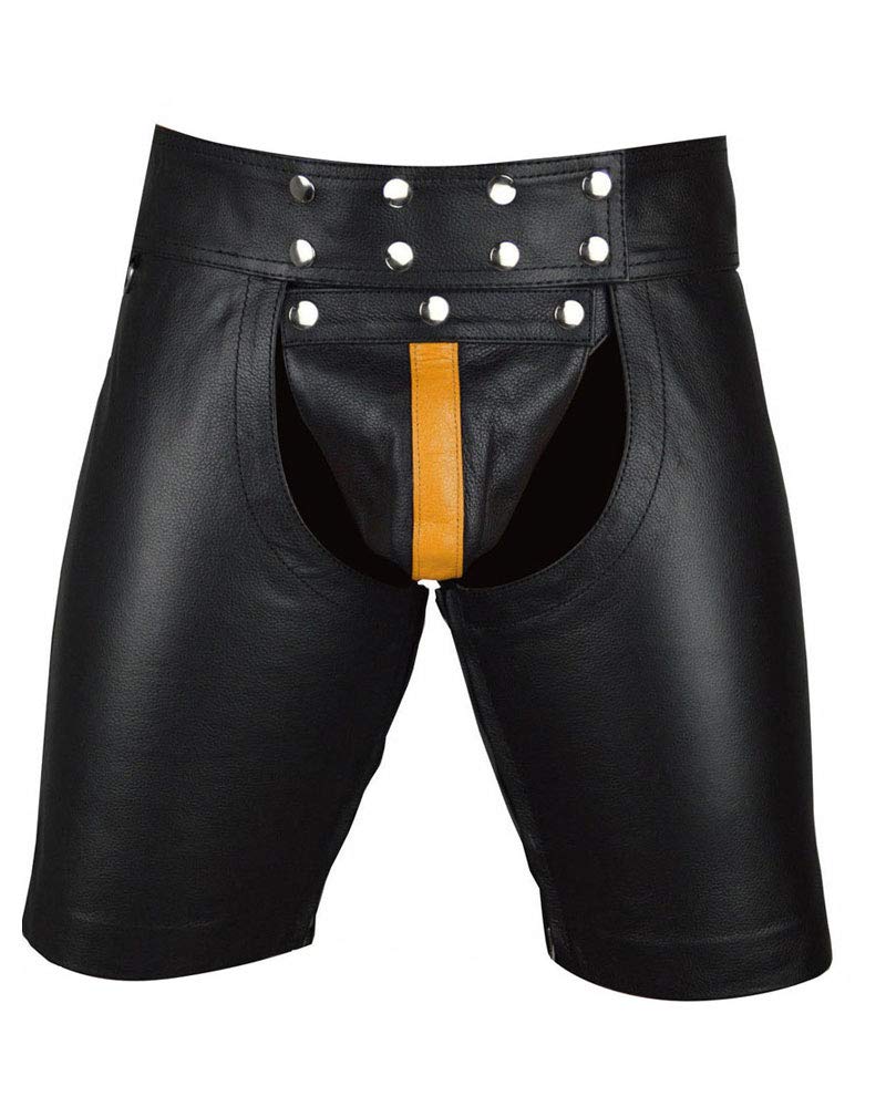 Men's Genuine Leather Laced Chaps Shorts - Biker, Motorcycle & Club Wear for Riding & Nightlife Outfits