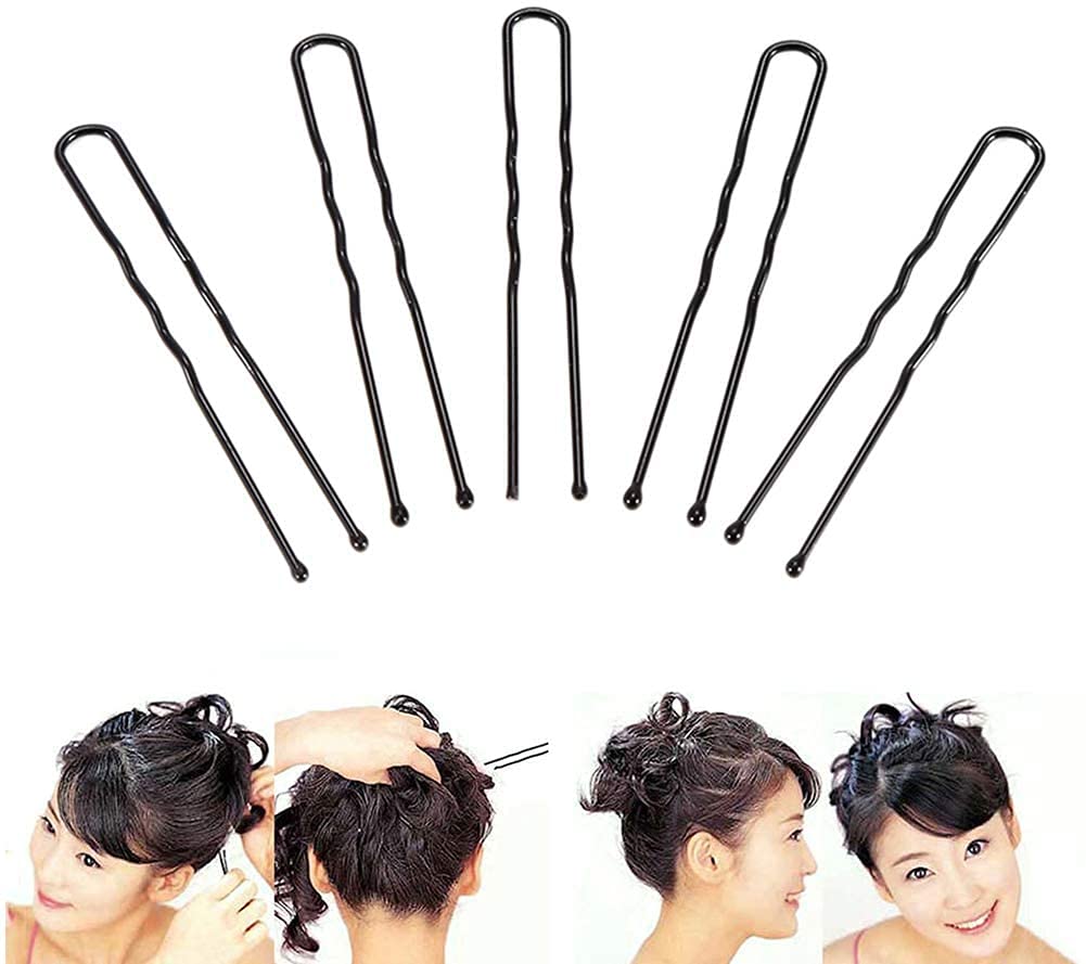 120 Pcs Black U-Shaped Bobby Pins - Small Waved Hair Clips for Women, Salon Grip Barrette Hair Accessories, DIY Hairstyling, Ponytail & Updo Holders (Perfect for Daily Use, Weddings & Special Events)