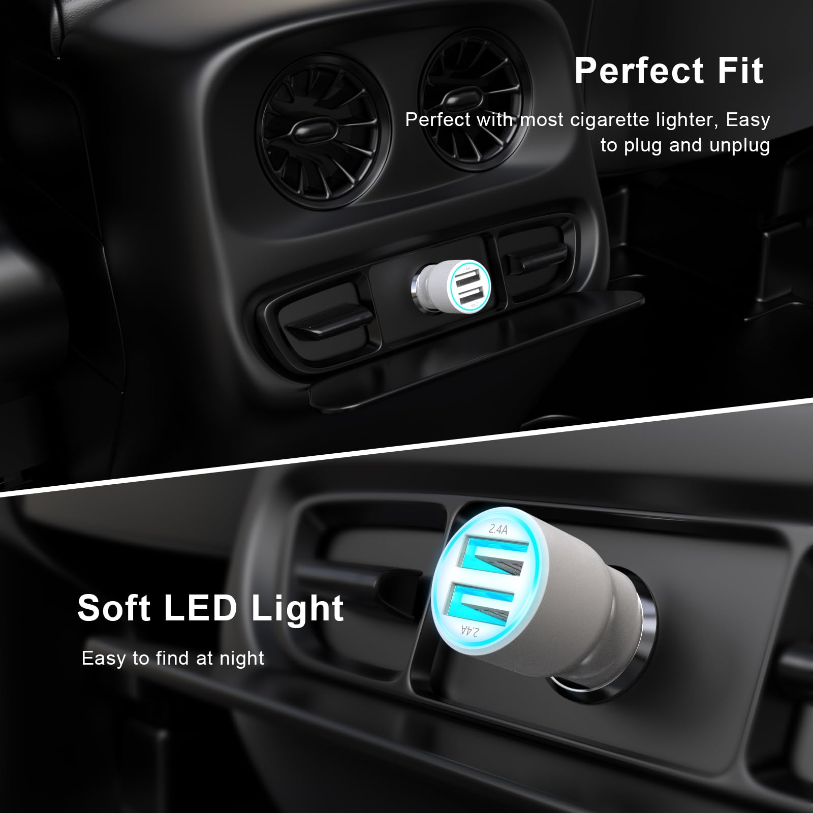 Fast Charging Dual USB Car Charger for iPhone 16/16 Plus/16 Pro/16 Pro Max - 4.8A Cigarette Lighter Adapter with 3FT USB to USB C Cable - Compatible with iPhone 15/15 Pro/15 Pro Max - Perfect for Road Trips & CarPlay Charging