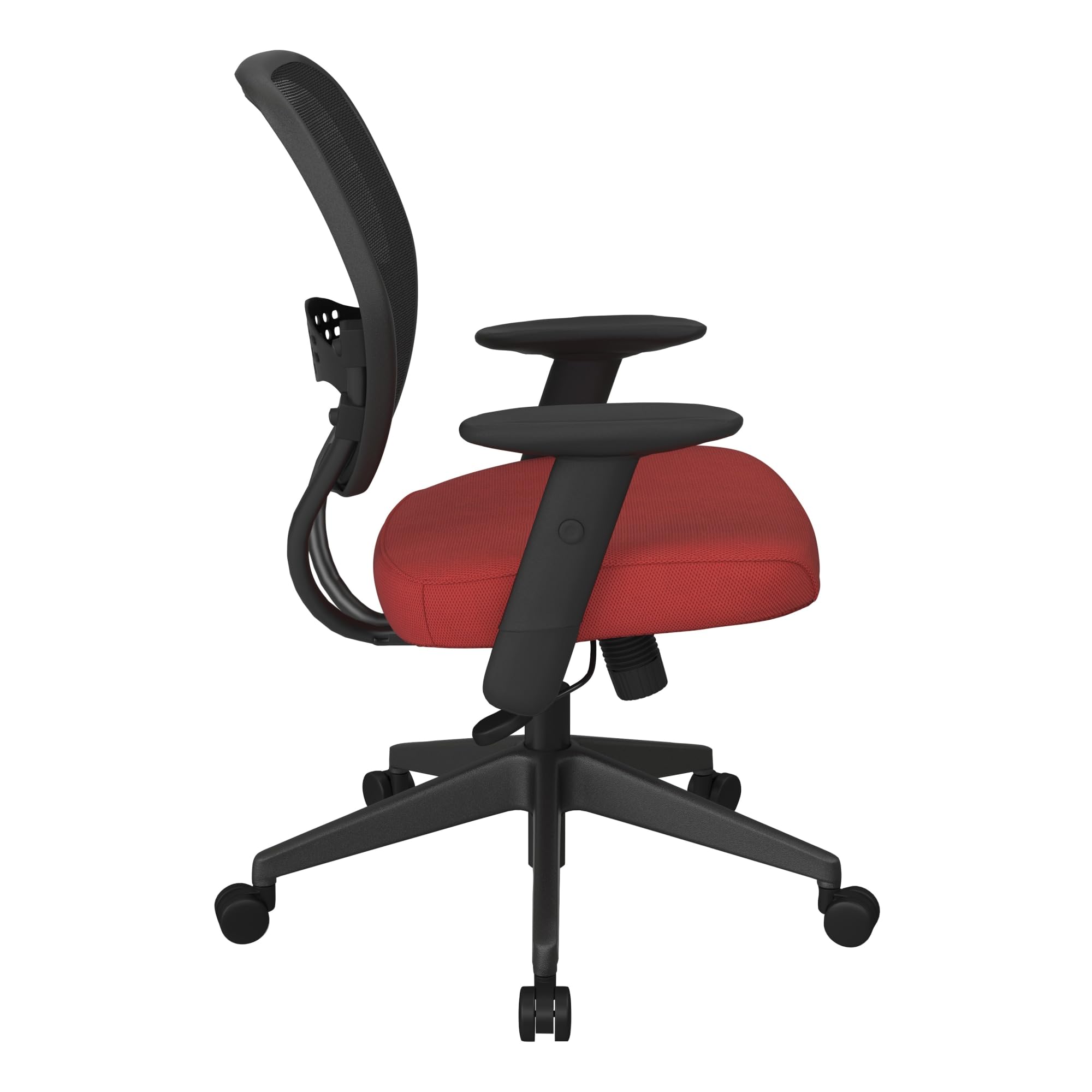 SPACE Seating 55 Series Professional Office Chair - Dark Air Grid Mesh Back with Adjustable Height, Lumbar Support & Padded Seat (Red) - Ergonomic Manager Chair for Home Office, Gaming & Workspace
