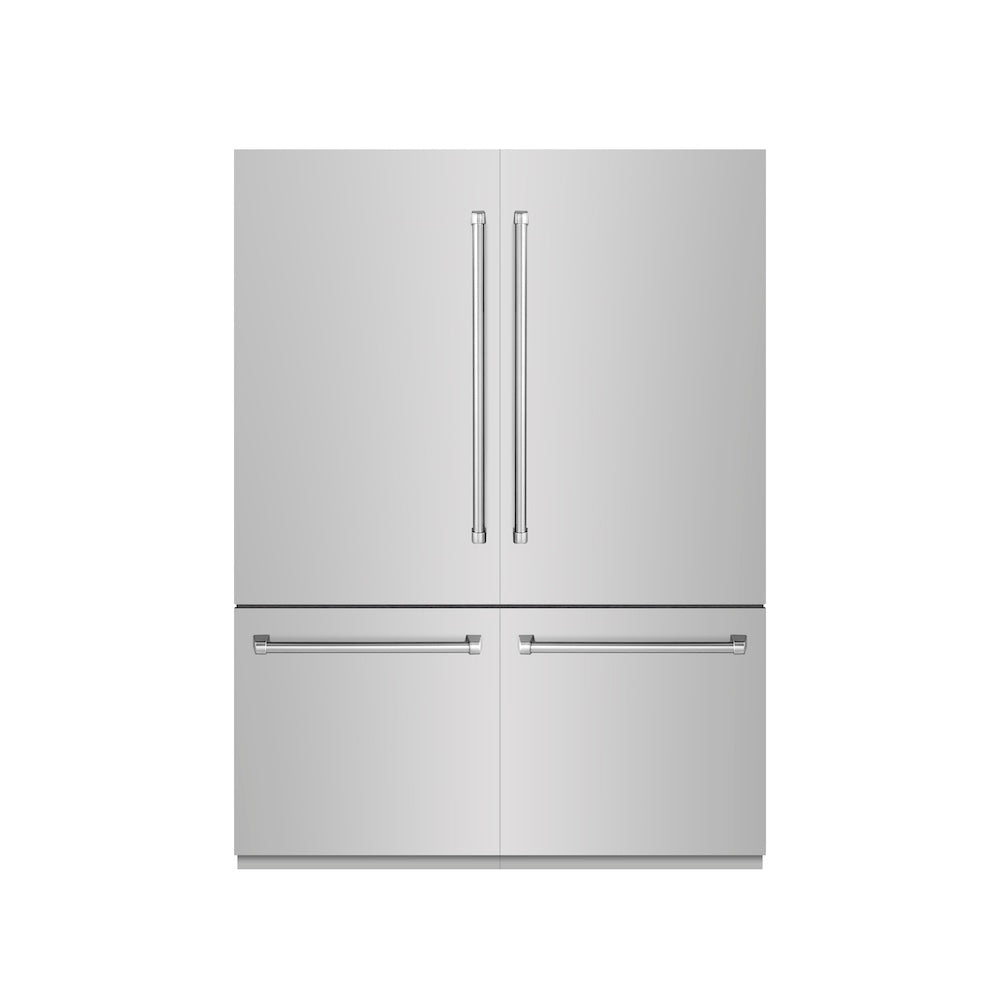 ZLINE 60 Inch 32.2 Cu Ft French Door Built-In Bottom Freezer Refrigerator with Water Dispenser & Ice Maker - Stainless Steel Exterior & Graphite Gray Interior (GRBIV 304 60) | Perfect for Modern Kitchens & Open-Concept Homes