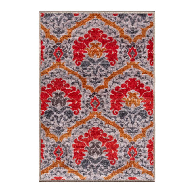 Chloe Floral Damask Non-Slip Washable Indoor Area Rug or Runner - Perfect for Living Room, Bedroom, and Hallway Decor