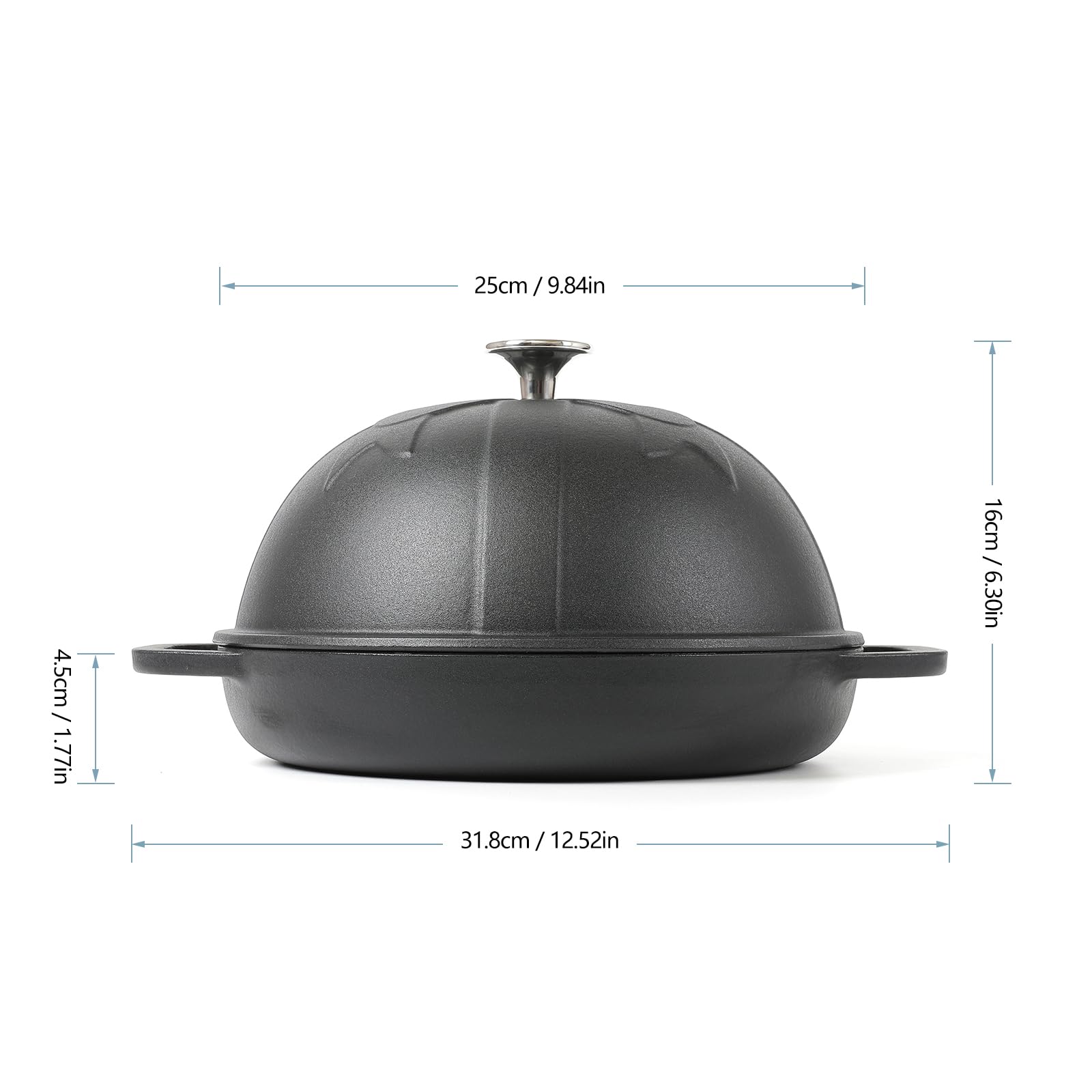 HAWOK 9.8 Inch Pre-Seasoned Cast Iron Bread Baking Pan with Cloche Lid - Perfect for Sourdough, Artisan Loaves & Dutch Oven Cooking - Ideal for Home Bakers & Outdoor Camping Use