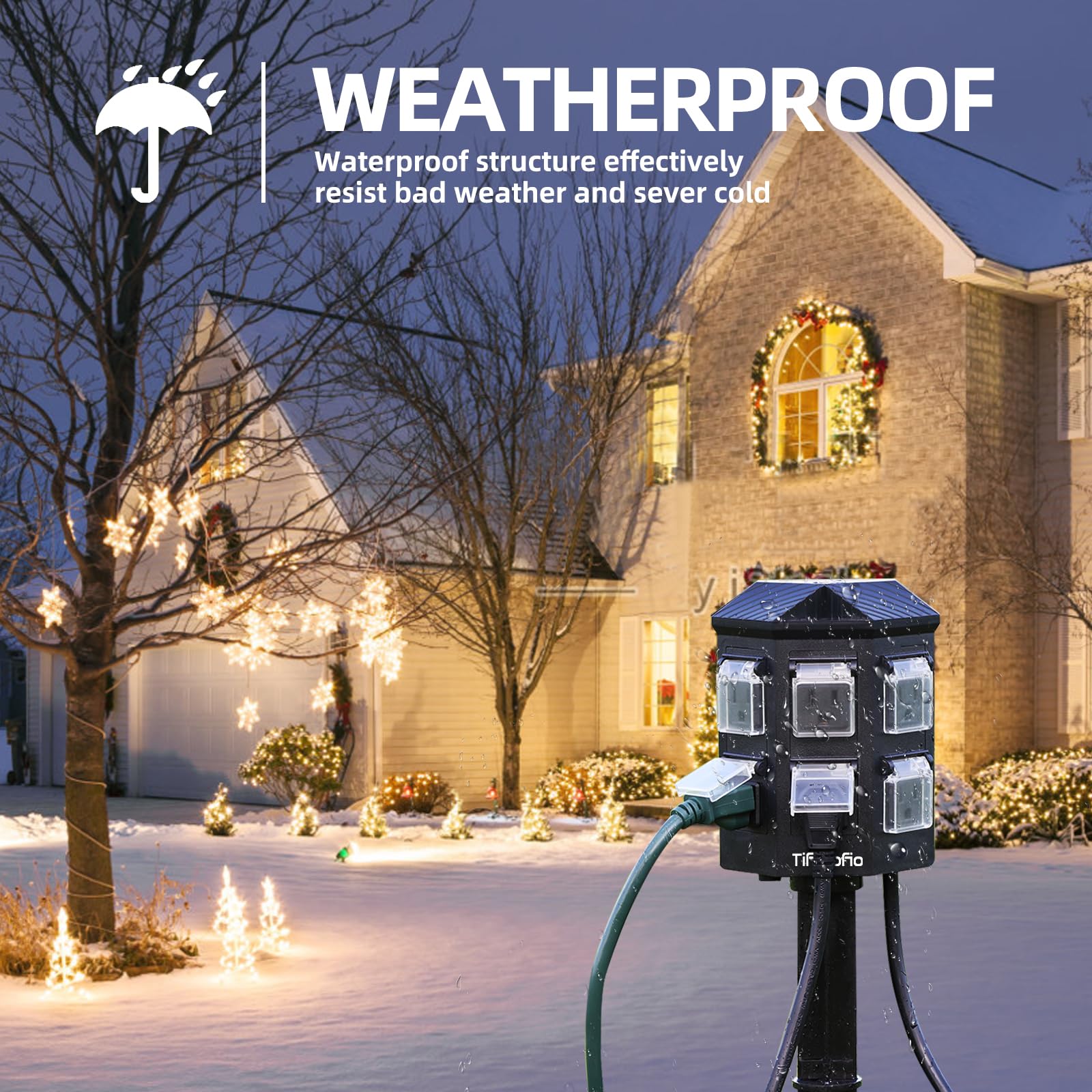 Outdoor Power Stake Timer with 100FT Remote Control - Dusk to Dawn Light Timer, 50FT Waterproof Extension Cord & 6 Grounded Outlets for Holiday Decorations - ETL Certified - Perfect for Christmas Lights, Landscape Lighting & Patio Decor