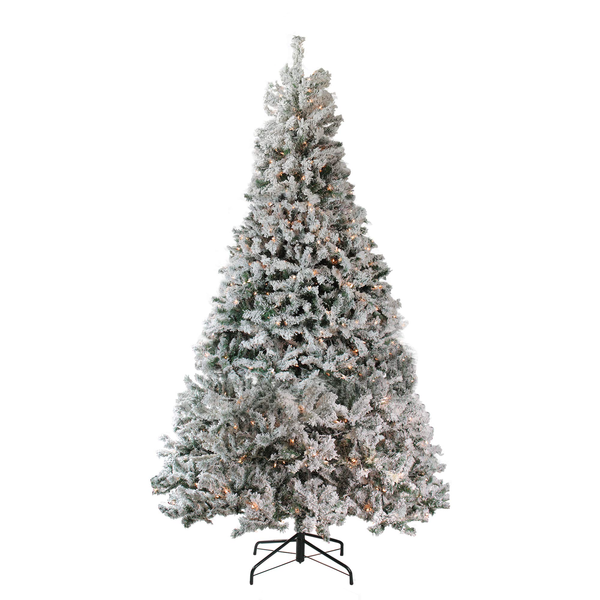6.5ft Pre-Lit Flocked Artificial Christmas Tree with Clear Lights - Perfect for Home, Office & Holiday Decorations