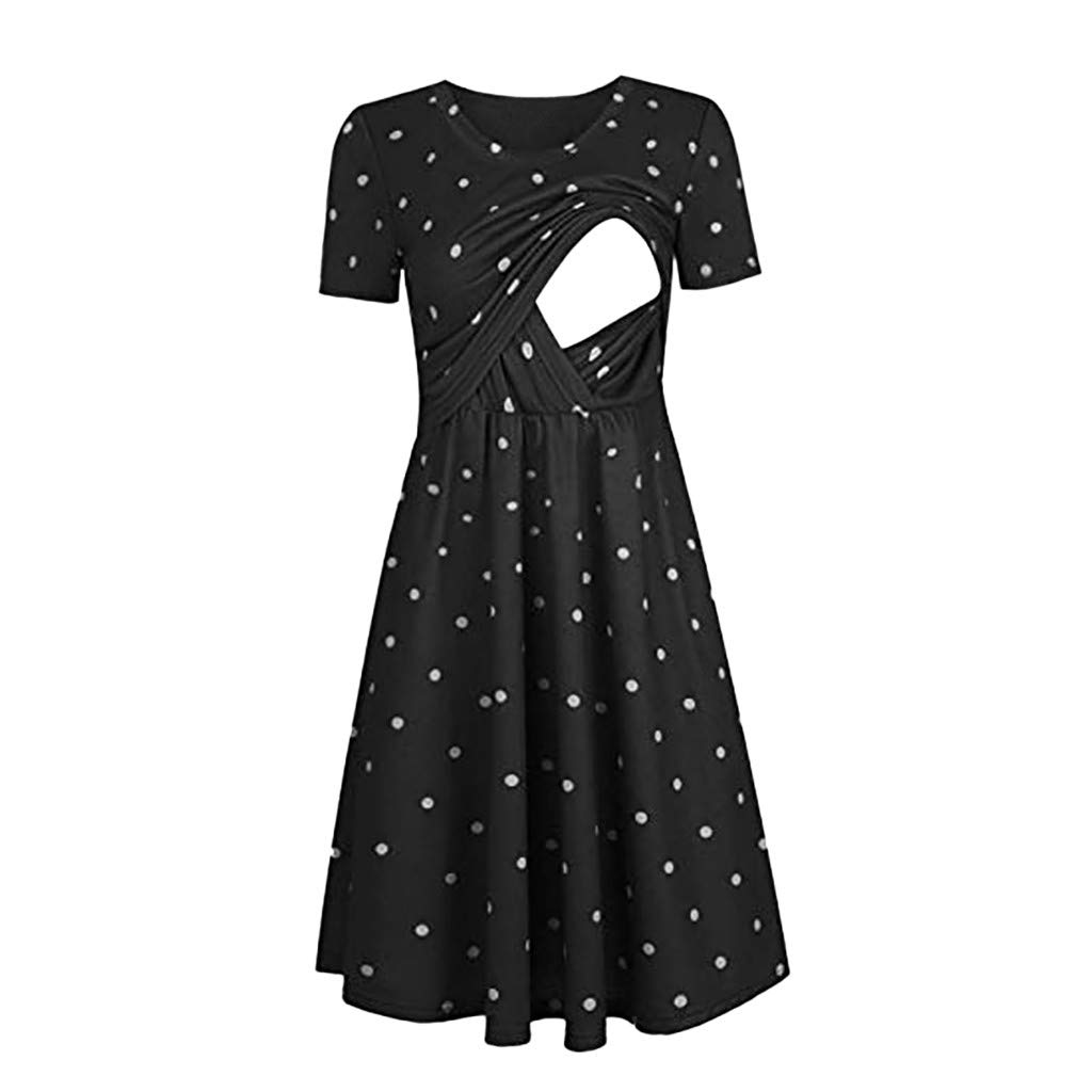Egmy Women's Plus Size Maternity Dress - Pink Summer Nursing Dress for Breastfeeding & Photography | Comfortable Pregnancy Clothes for Maternity Shoot, Baby Shower & Outdoor Events
