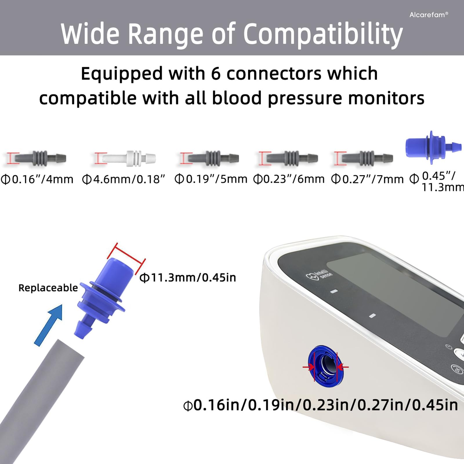 Extra Large Blood Pressure Cuff 9”-21” (22-54CM) - XL Replacement Cuff Compatible with Omron BP Monitor for Adults with Big Arms - Includes 6 Connectors - Ideal for Home Health Monitoring & Medical Use