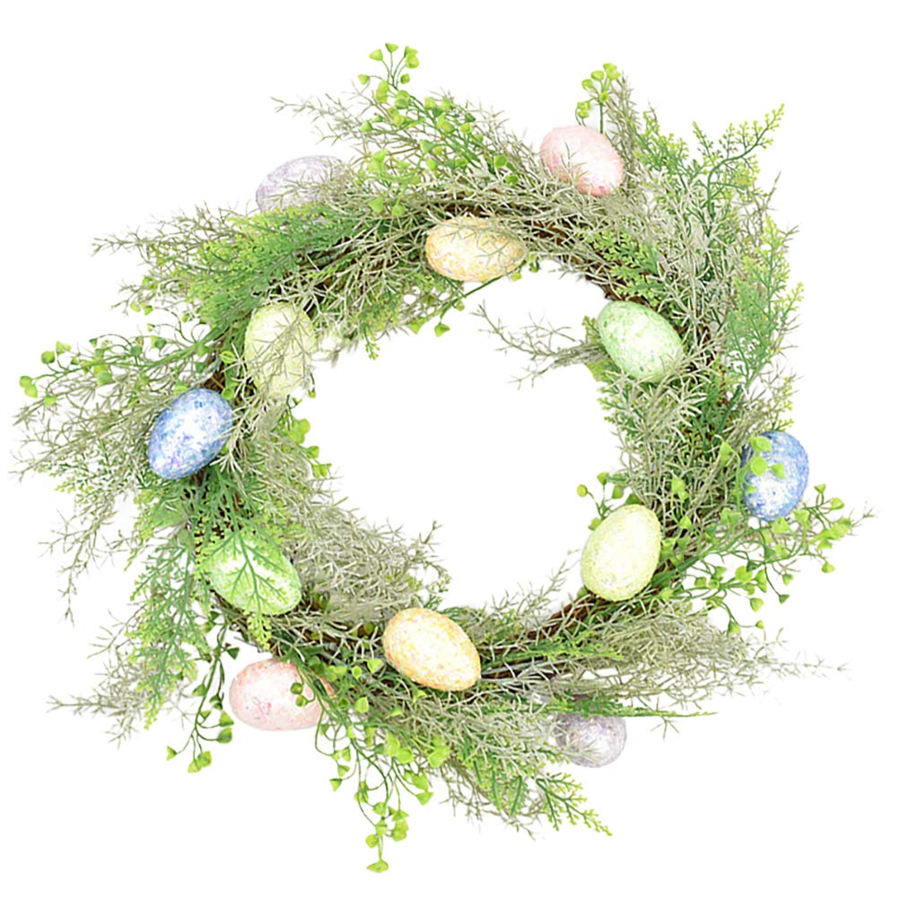 Amosfun Easter Wreath with Eggs Garland - Colorful Spring Home Decor for Door, Wall, and Table - Assorted Colors for Easter, Spring Party & Holiday Decoration