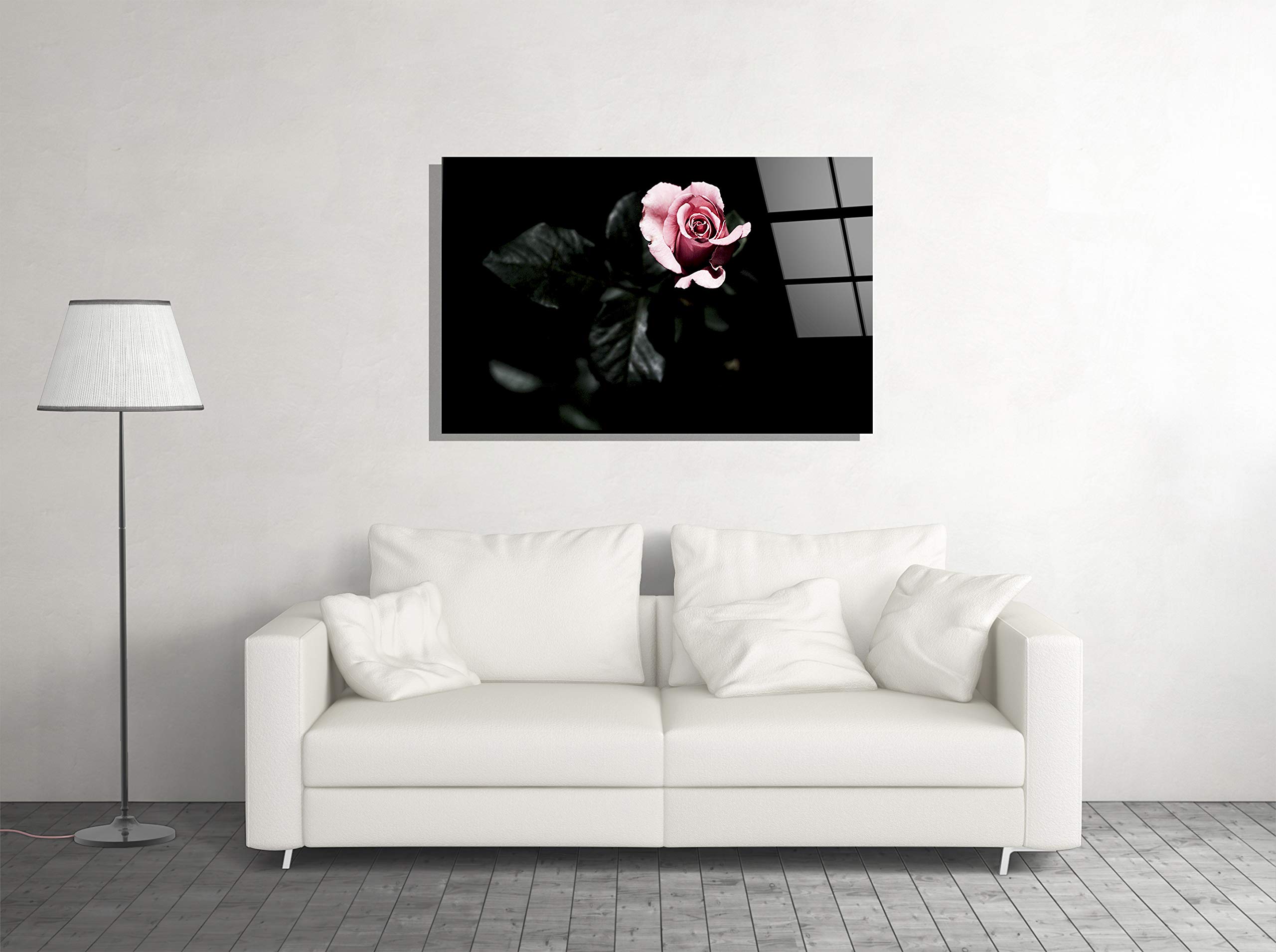 Rose Nature Pink Decor Print Tempered Glass Wall Art - Elegant Home Decor Gift for Living Room, Bedroom & Office