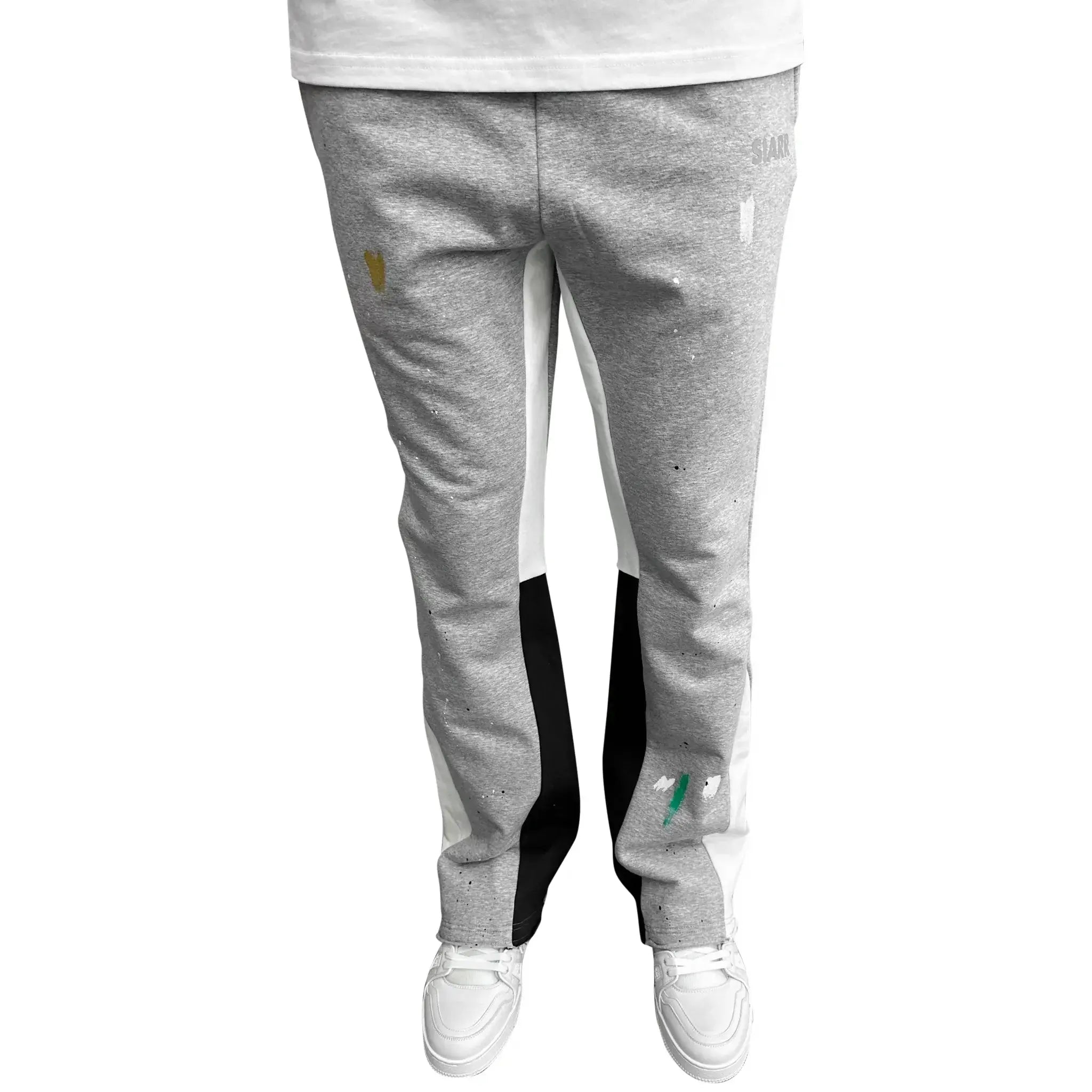 SIARR Women's Flared Joggers - Soft High Waisted Yoga Pants with Pockets, Grey Paint Color for Running, Lounge & Workout - Comfortable Athletic Casual Pants