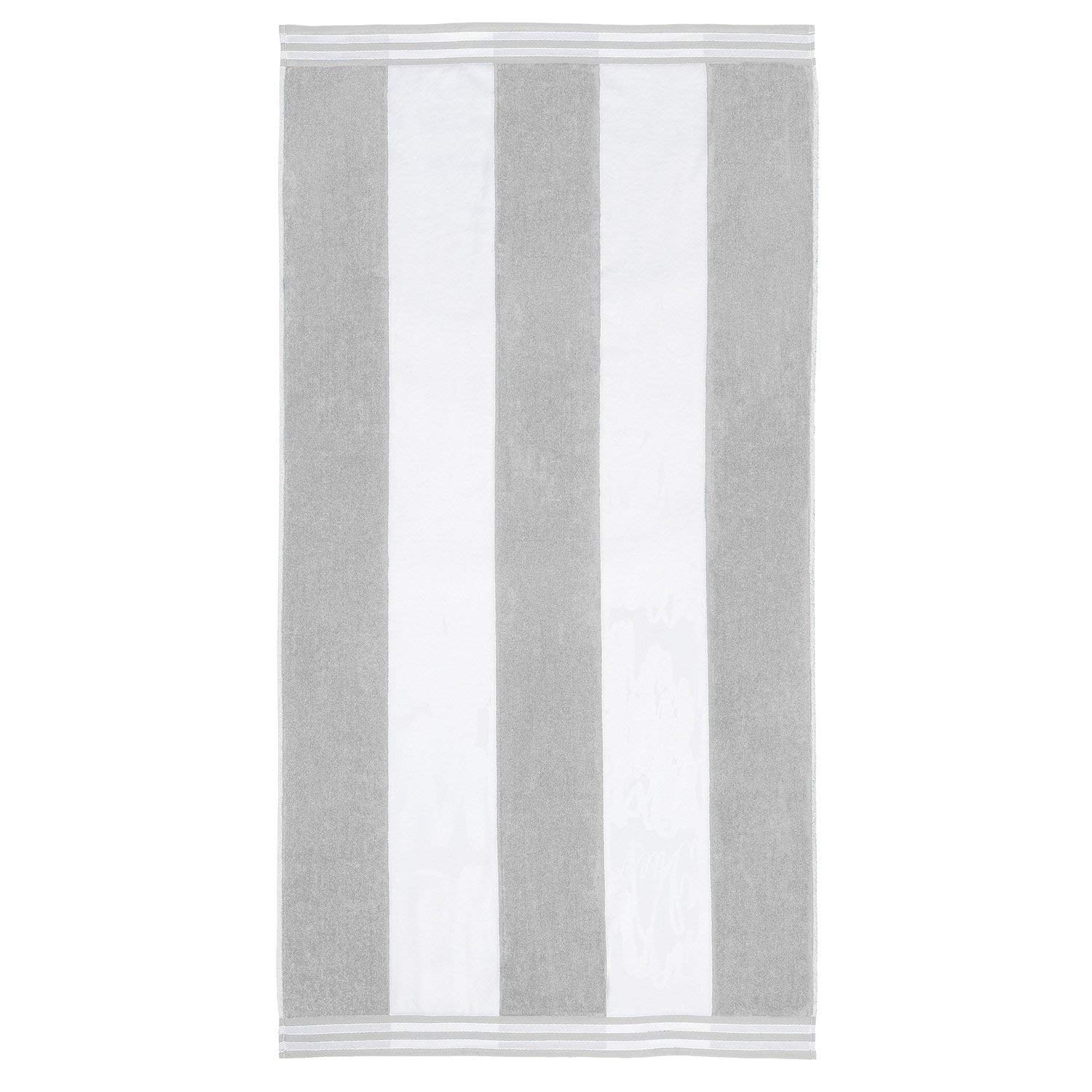 Premium Oversized Jacquard Cotton Beach Towel - Extra Large Cabana Stripe Design, Soft Long Staple Cotton, Light Grey - Perfect for Poolside, Beach Vacations & Spa Days