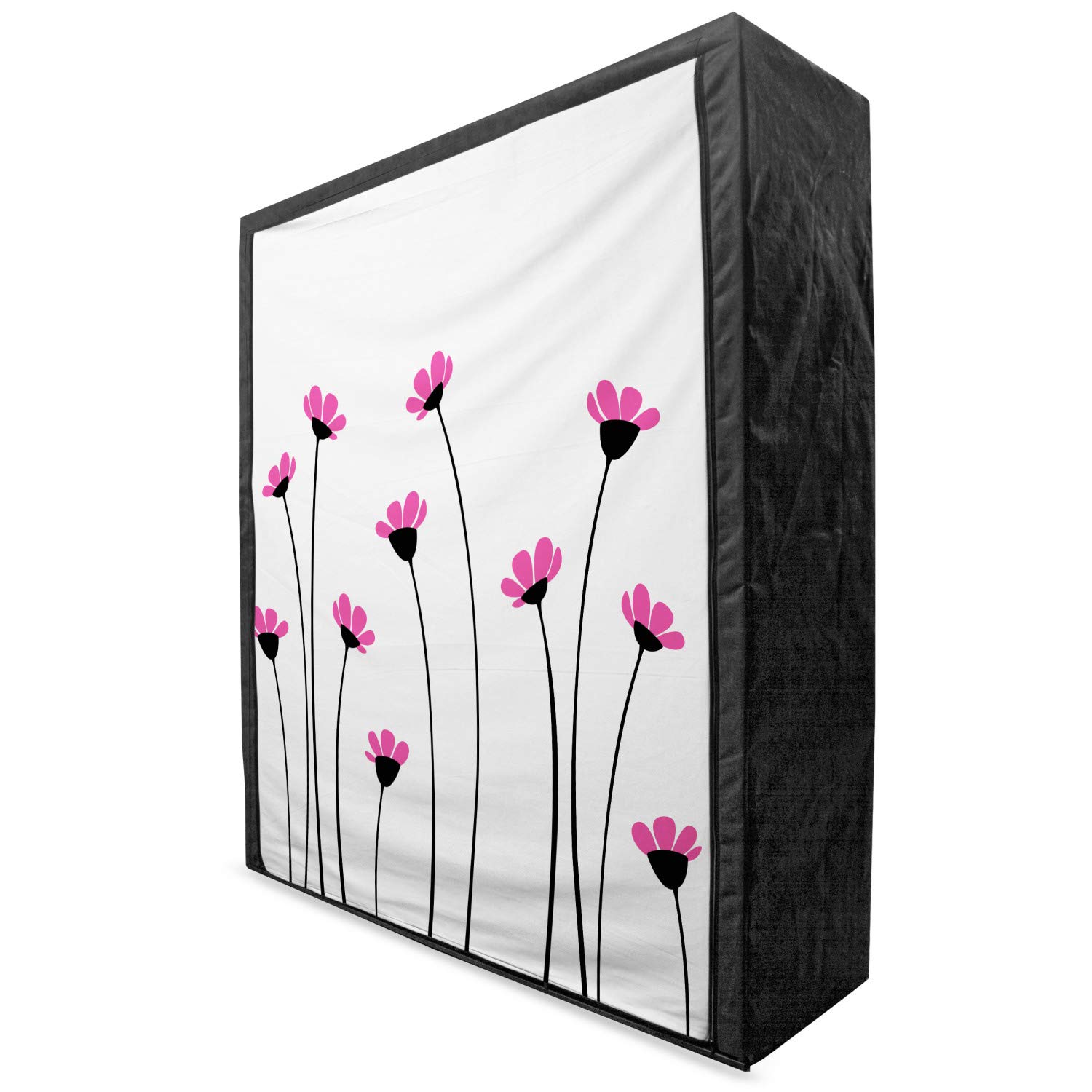 Ambesonne Portable Fabric Wardrobe with Shelves - Pink Daisy Floral Print, 59