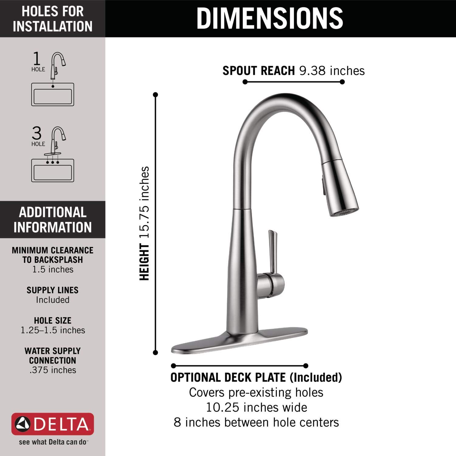 Delta Essa Brushed Nickel Kitchen Faucet with Magnetic Docking Pull-Down Sprayer - Arctic Stainless 9113-AR-DST | Modern Touchless Design for Easy Cooking & Dishwashing