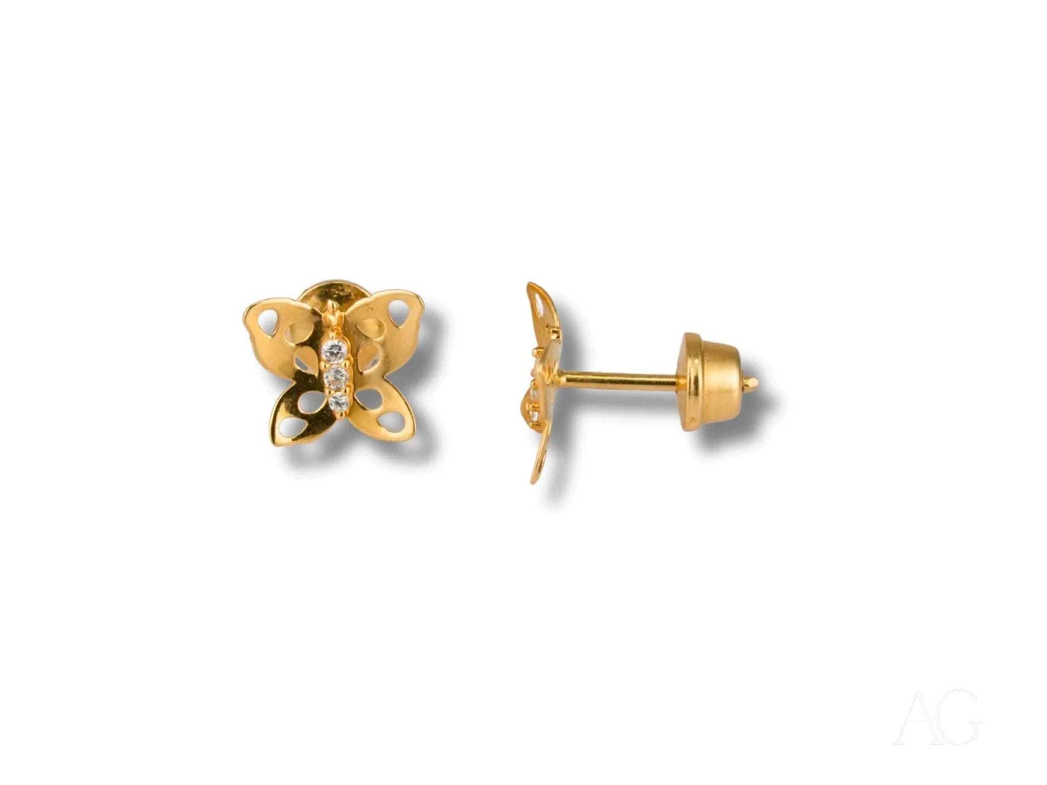 18K Gold CZ Butterfly Earrings for Women - Elegant Wing Design Dangle Earrings - Perfect for Weddings, Parties & Special Occasions