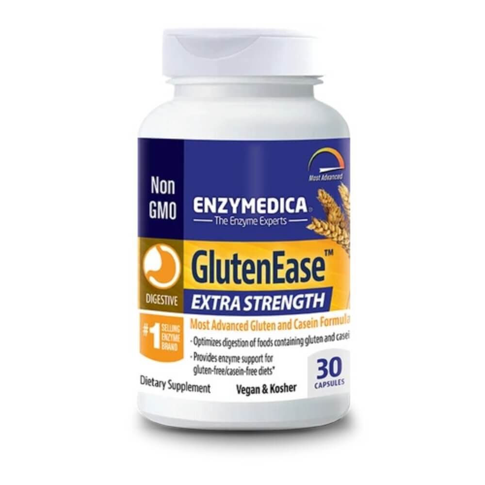 Enzymedica GlutenEase Extra Strength Digestive Enzyme Supplement - 30 Capsules for Gluten & Dairy Sensitivity - Supports Digestion After Meals for Active Lifestyles