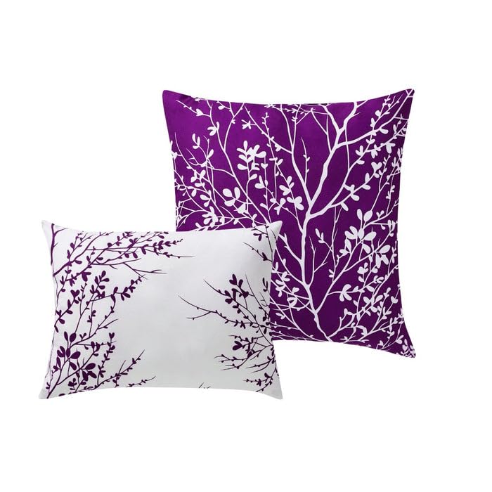 Spirit Linen 6-Piece Queen Comforter Set - Ultra Soft Microfiber Bedding with Elegant Foliage Design - Includes Comforter & Pillow Shams (Purple, Queen Size) - Perfect for Master Bedrooms, Guest Rooms & Cozy Winter Nights