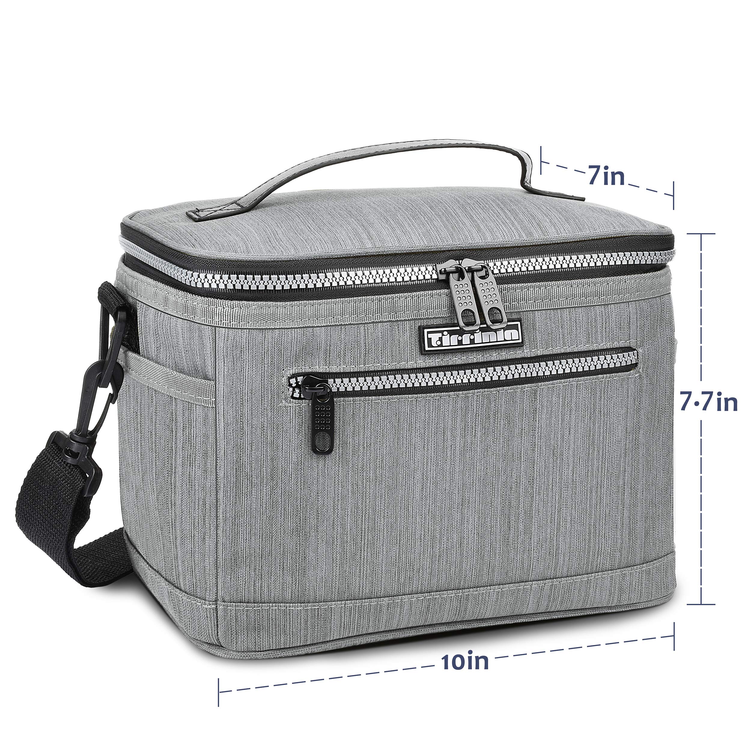 Tirrinia Insulated Lunch Bag for Women & Men - Leakproof Thermal Reusable Lunch Box Tote - Office Work Lunch Cooler - Light Grey - Perfect for Work, School & Picnics