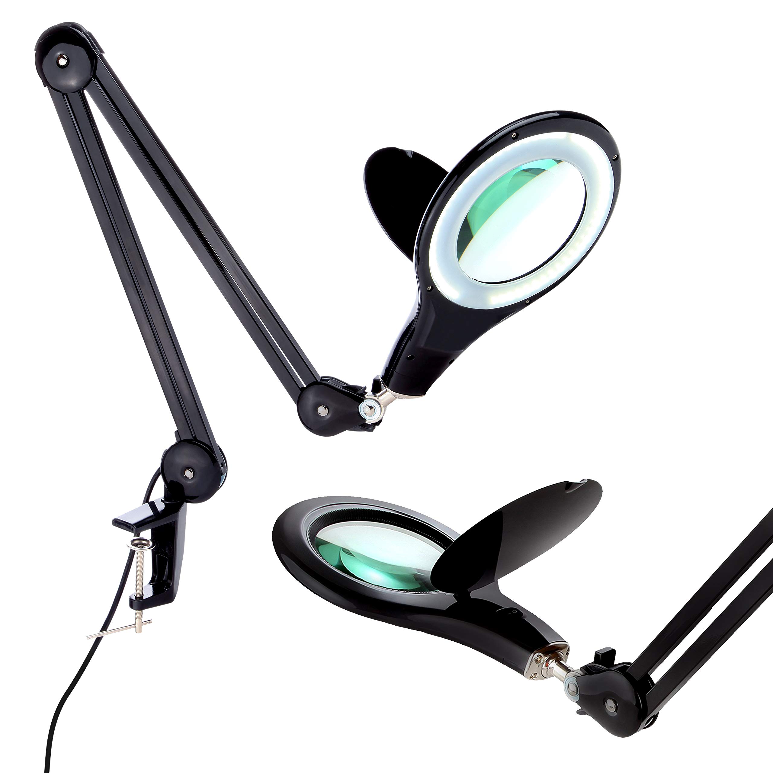 Brightech LightView PRO Magnifying Desk Lamp - 2.25x Magnifier with LED Light, Adjustable Gooseneck for Crafts, Reading & Close Work - Black | Perfect for Sewing, Jewelry Making & Detailed Hobbies